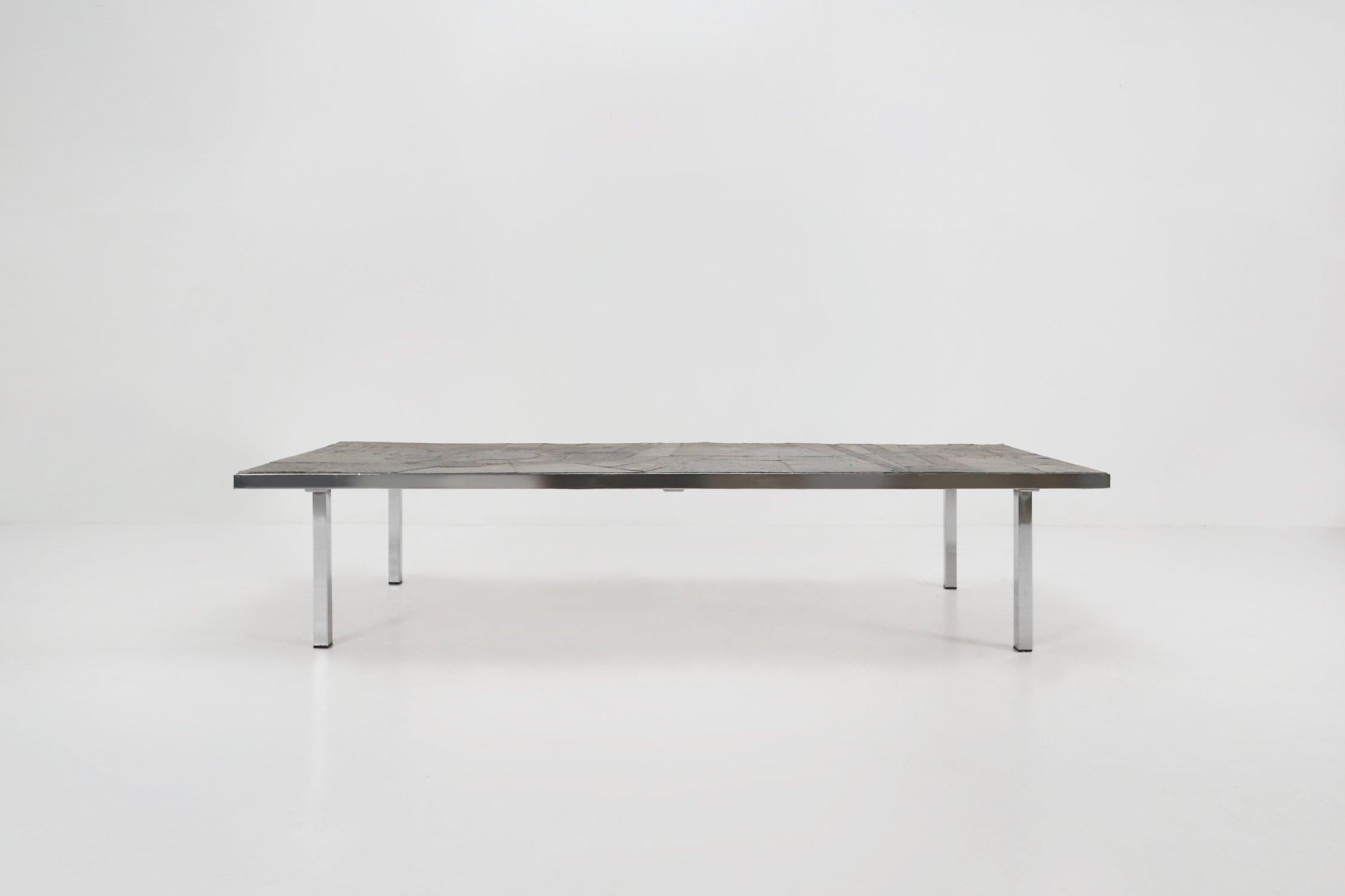 Metal Brutalist Coffee Table Handmade and signed by Pia Manu, 1960s For Sale