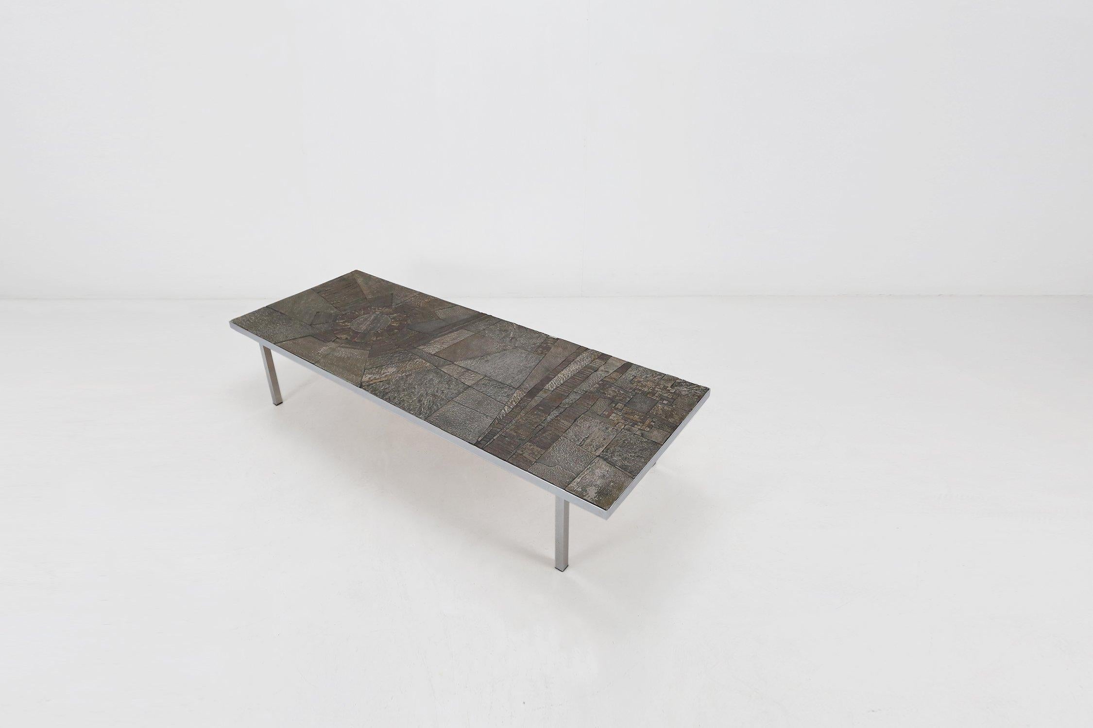 Brutalist Coffee Table Handmade and signed by Pia Manu, 1960s For Sale 2