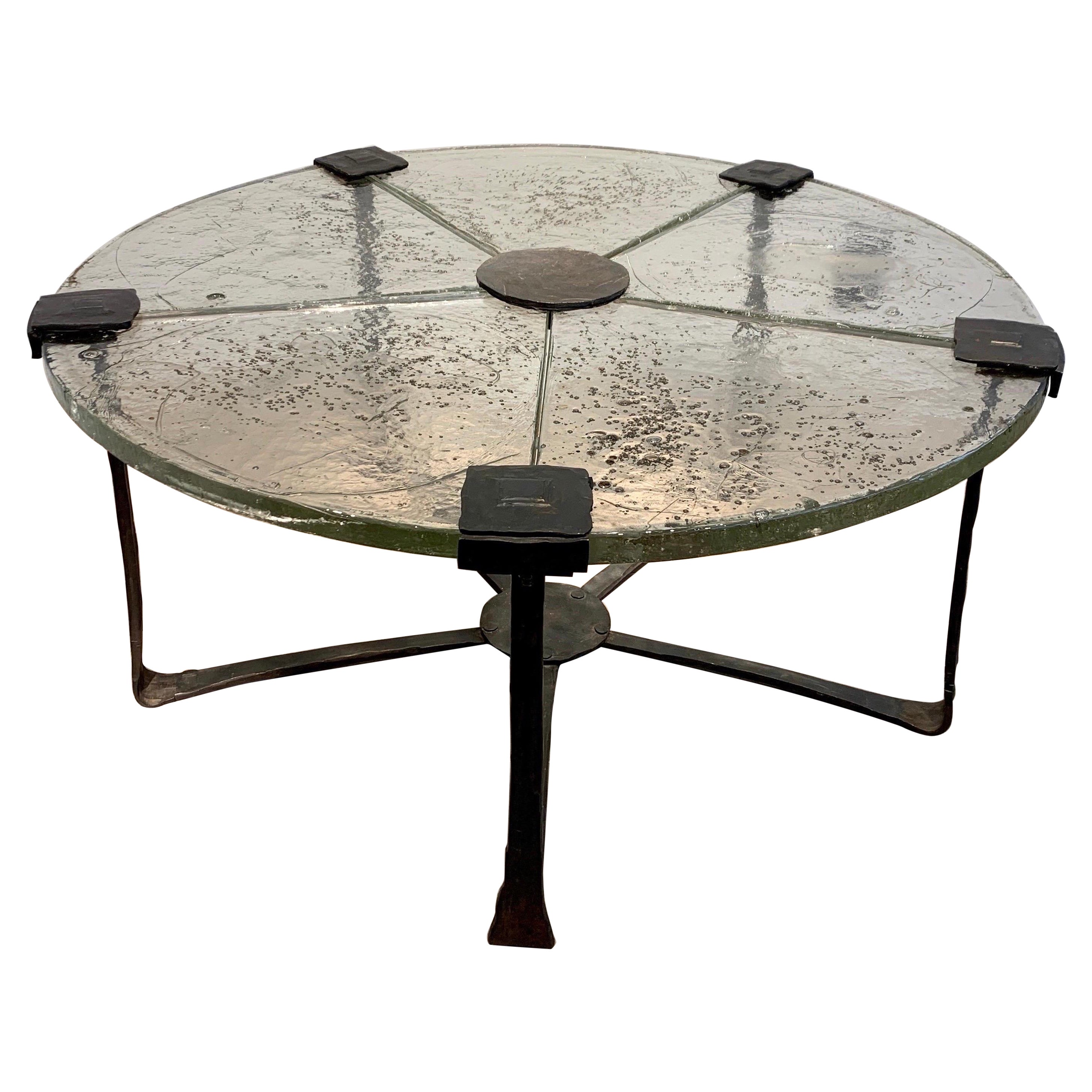 Brutalist Coffee Table in Artisan Glass and Bronze by Lothar Klute, 1980s