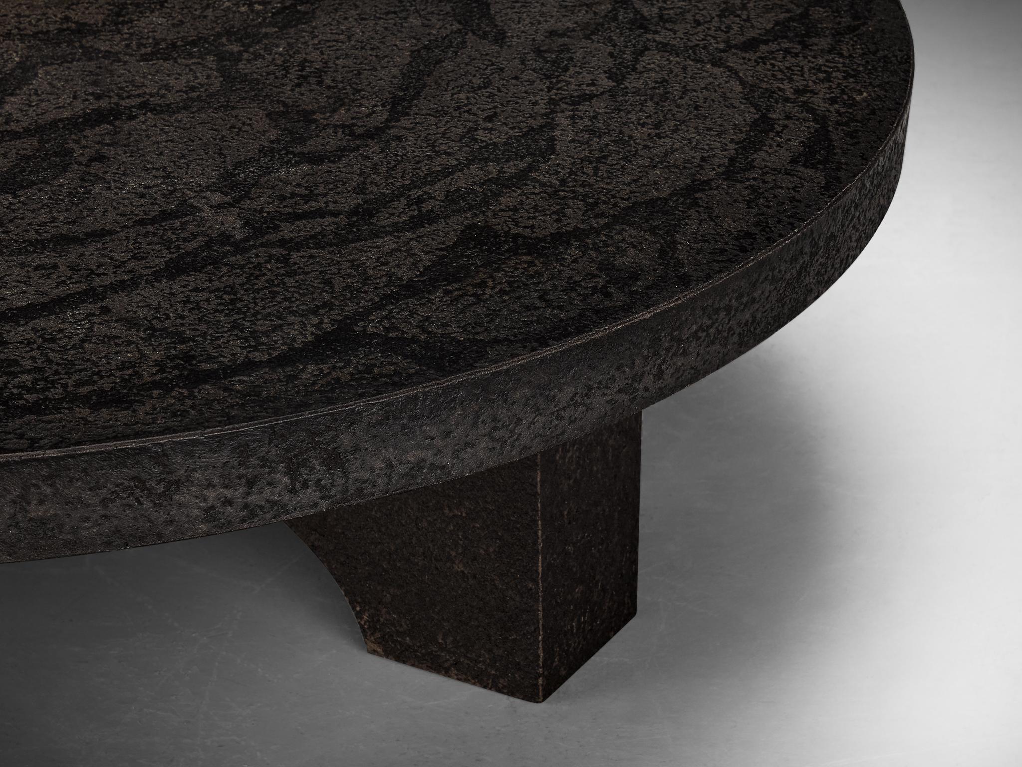 Late 20th Century Brutalist Coffee Table in Black Stone Look Resin 