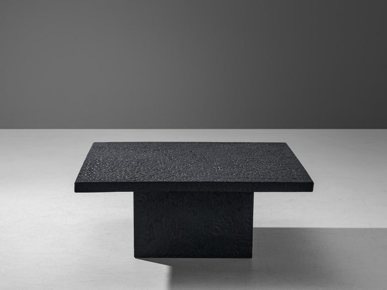 Late 20th Century Brutalist Coffee Table in Black Stone Look Resin For Sale