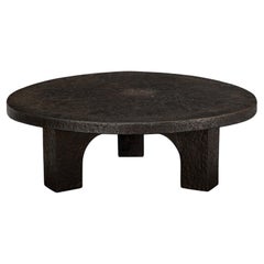 Brutalist Coffee Table in Black Stone Look Resin 