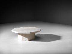 Brutalist Coffee Table in Cream Stone Look Resin