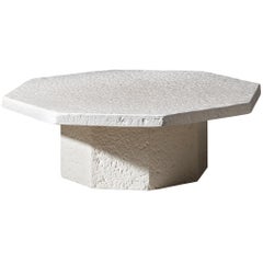 Brutalist Coffee Table in Cream Stone Look Resin