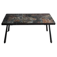 Brutalistischer Couchtisch aus Metall und Lavastein, 1960er Jahre