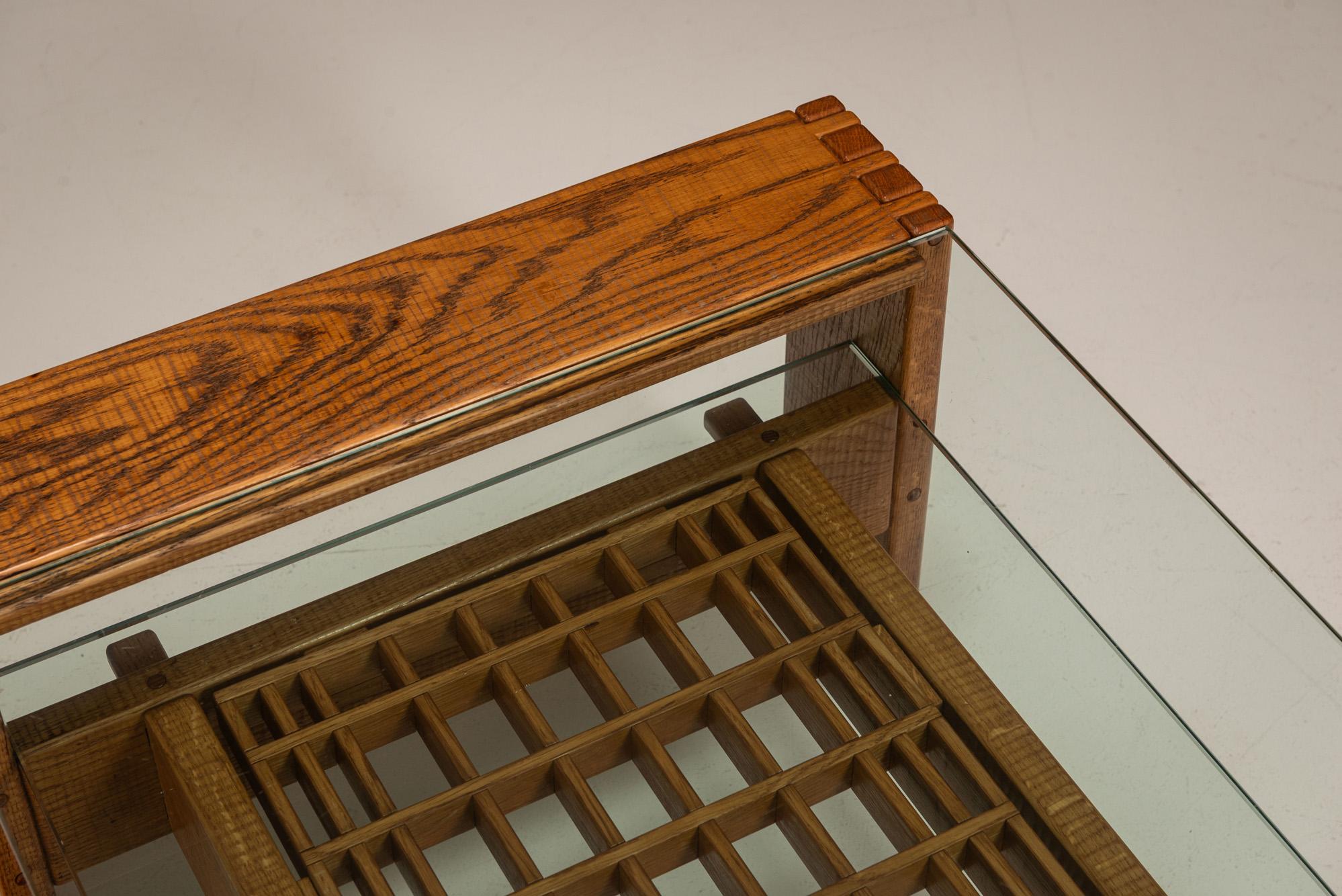 Brutalist Coffee Table in Slavonian Oak by Giuseppe Rivadossi, Italy 1970s For Sale 2