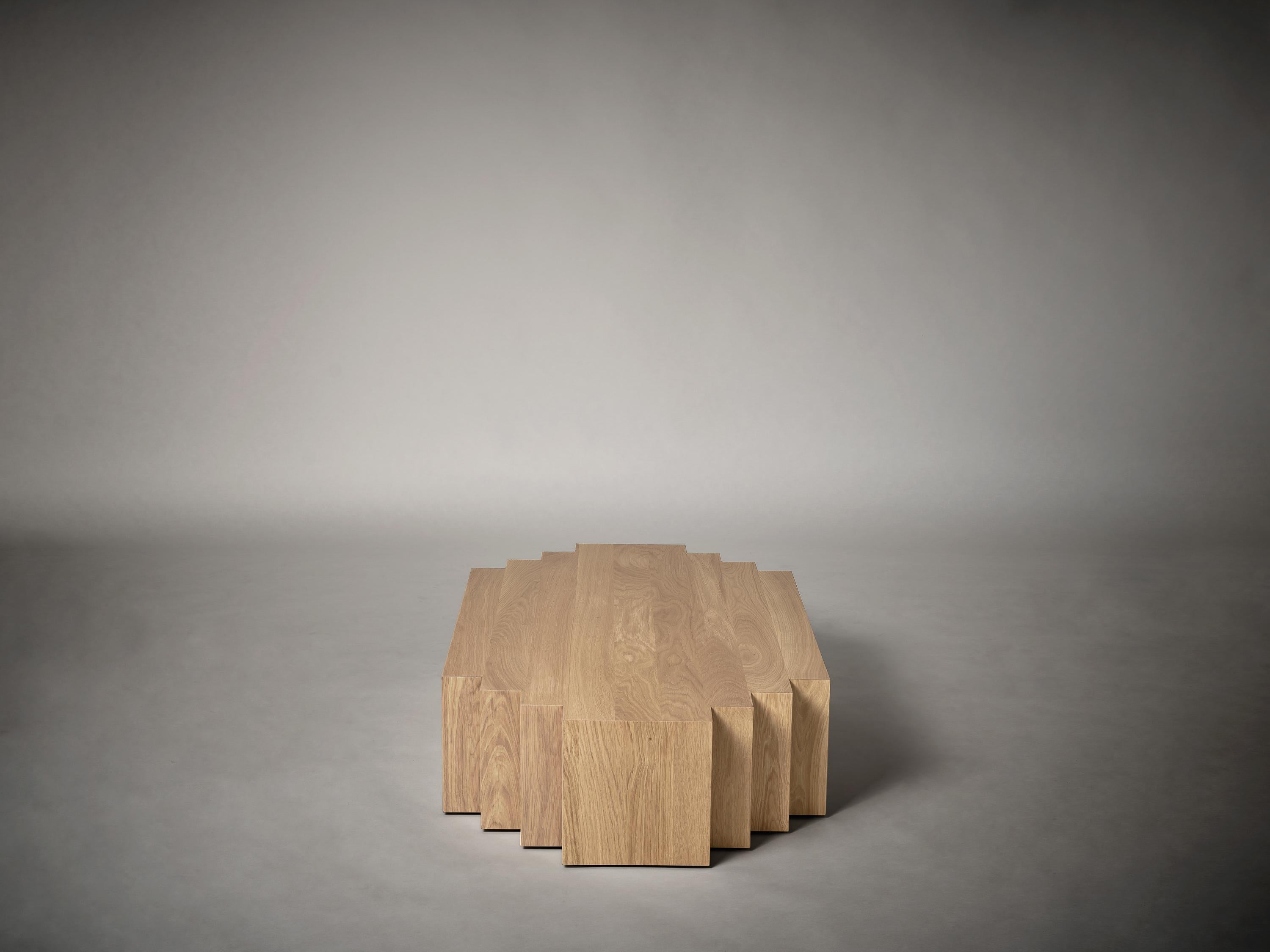 Hand-Crafted Brutalist Coffee Table in Solid Natural Light Oak - Brut by Mokko For Sale