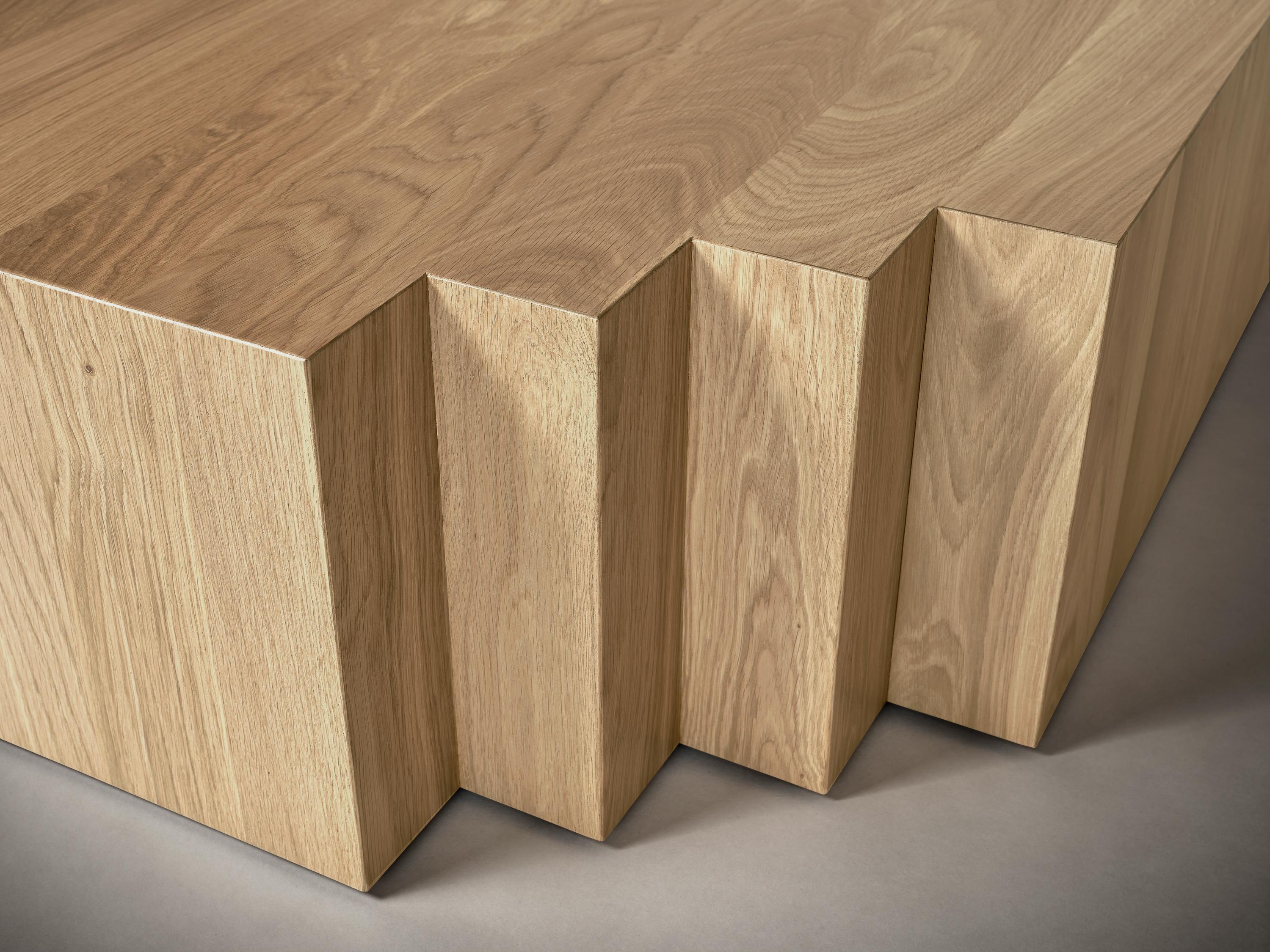 Brutalist Coffee Table in Solid Natural Light Oak - Brut by Mokko In New Condition For Sale In Amsterdam, NL