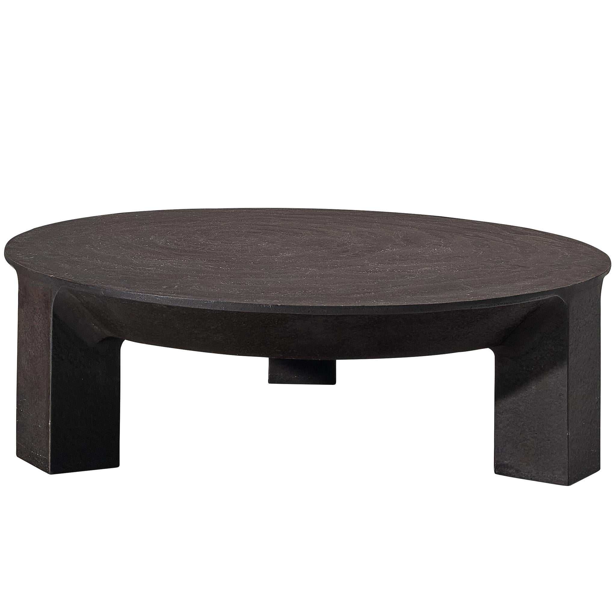 Brutalist Coffee Table in Stone-Look Resin with Organic Relief Top For Sale