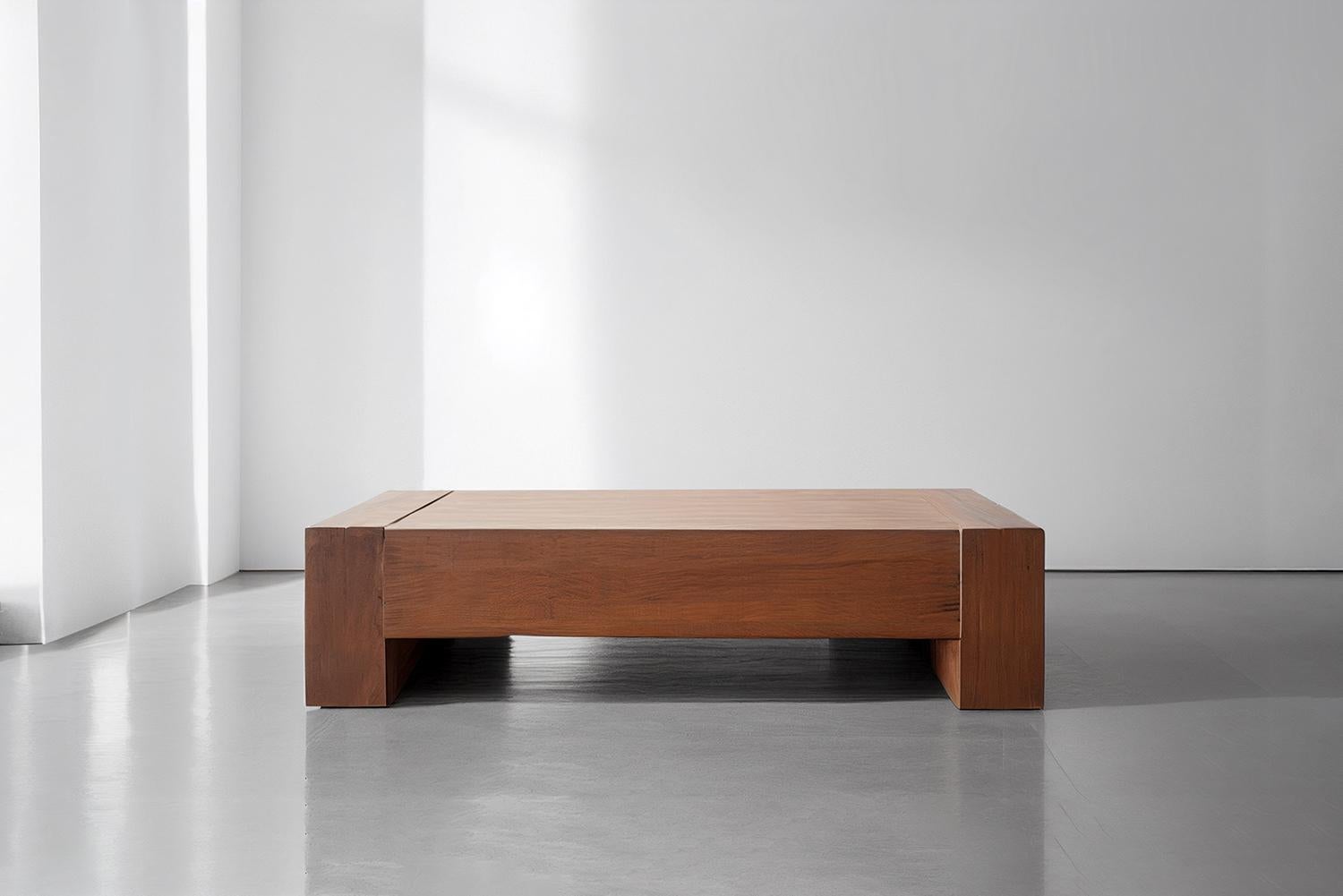 Mexican Brutalist Coffee Table, Minimal Old Wood Living Room Table, Elefante by NONO For Sale