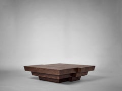 Table basse de style brutaliste, sculpturale, en chêne européen massif brun clair, Taes, Mokko