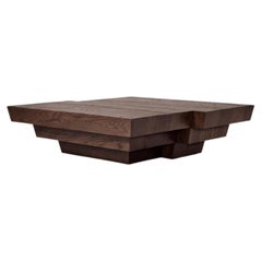 Table basse de style brutaliste, sculpturale, en chêne européen massif brun clair, Taes, Mokko