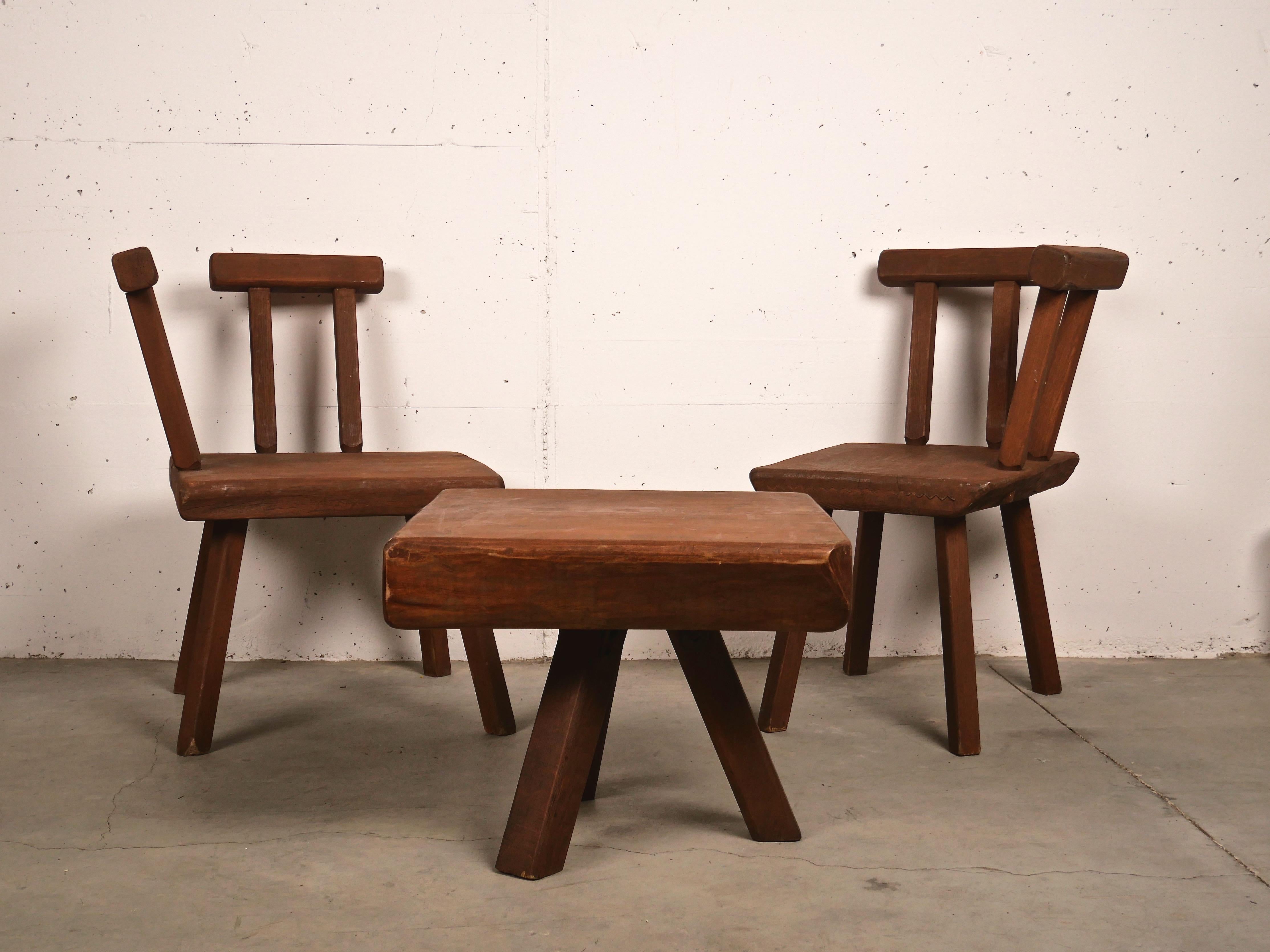 Ensemble de tables basses brutalistes, Mobichalet, 1950 en vente 9