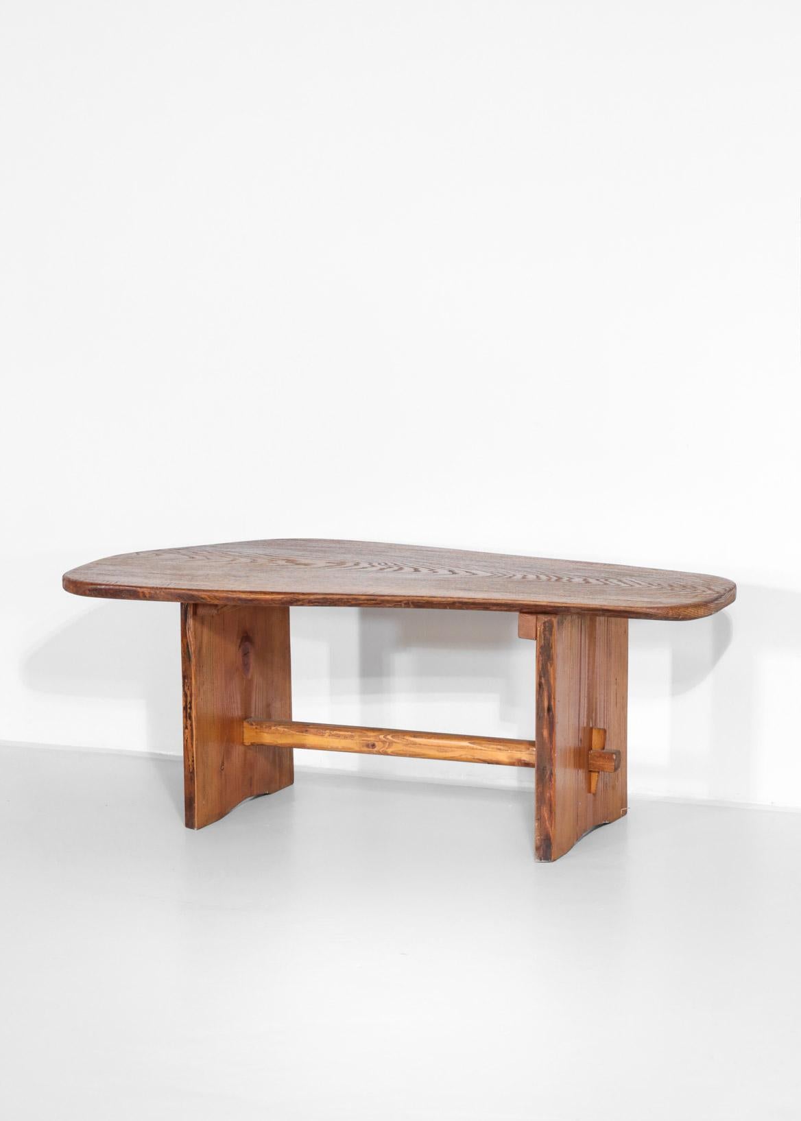 Late 20th Century Brutalist Coffee Table Solid Pine 1970s Sculptural