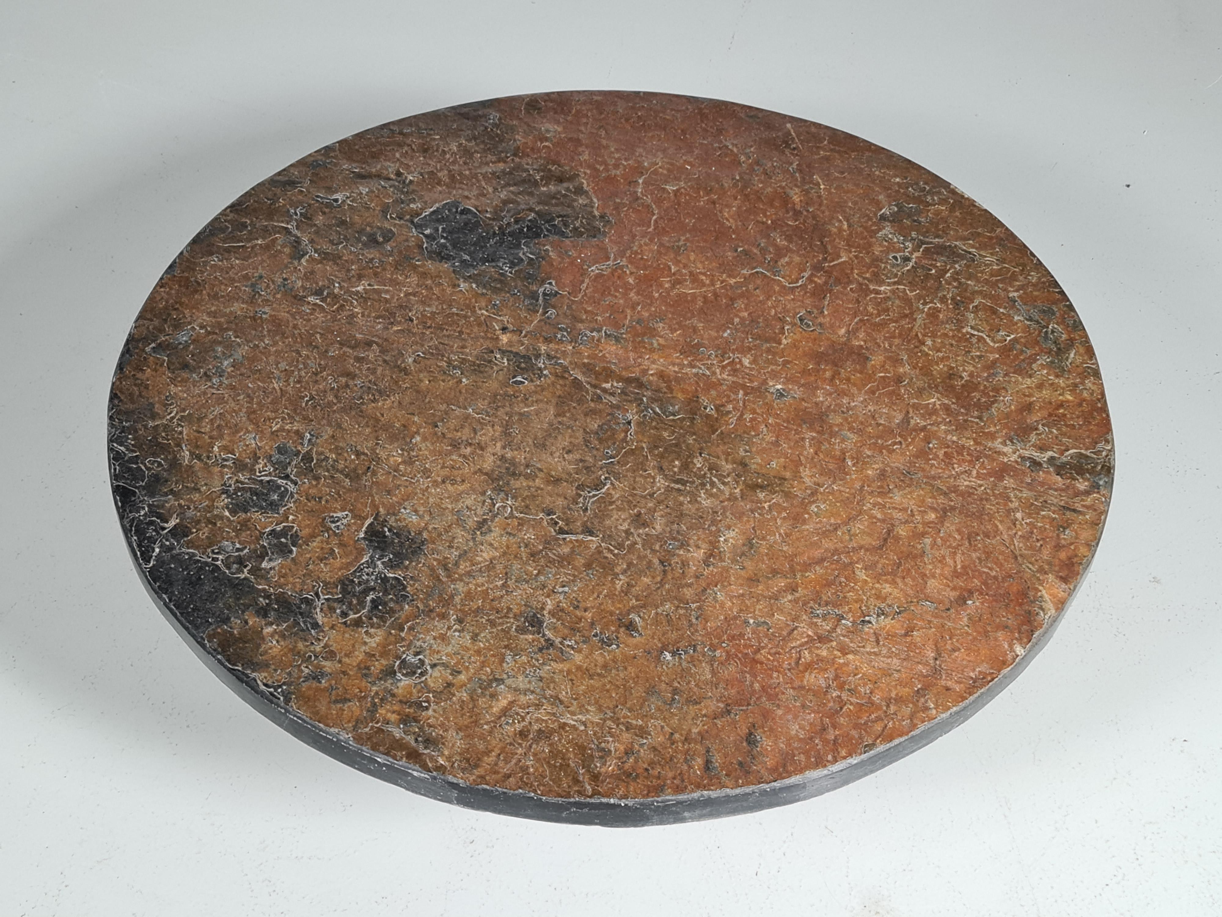 Brutalist Coffee Table with a Brown/Rusty Slate Top, Netherlands, 1970s 2