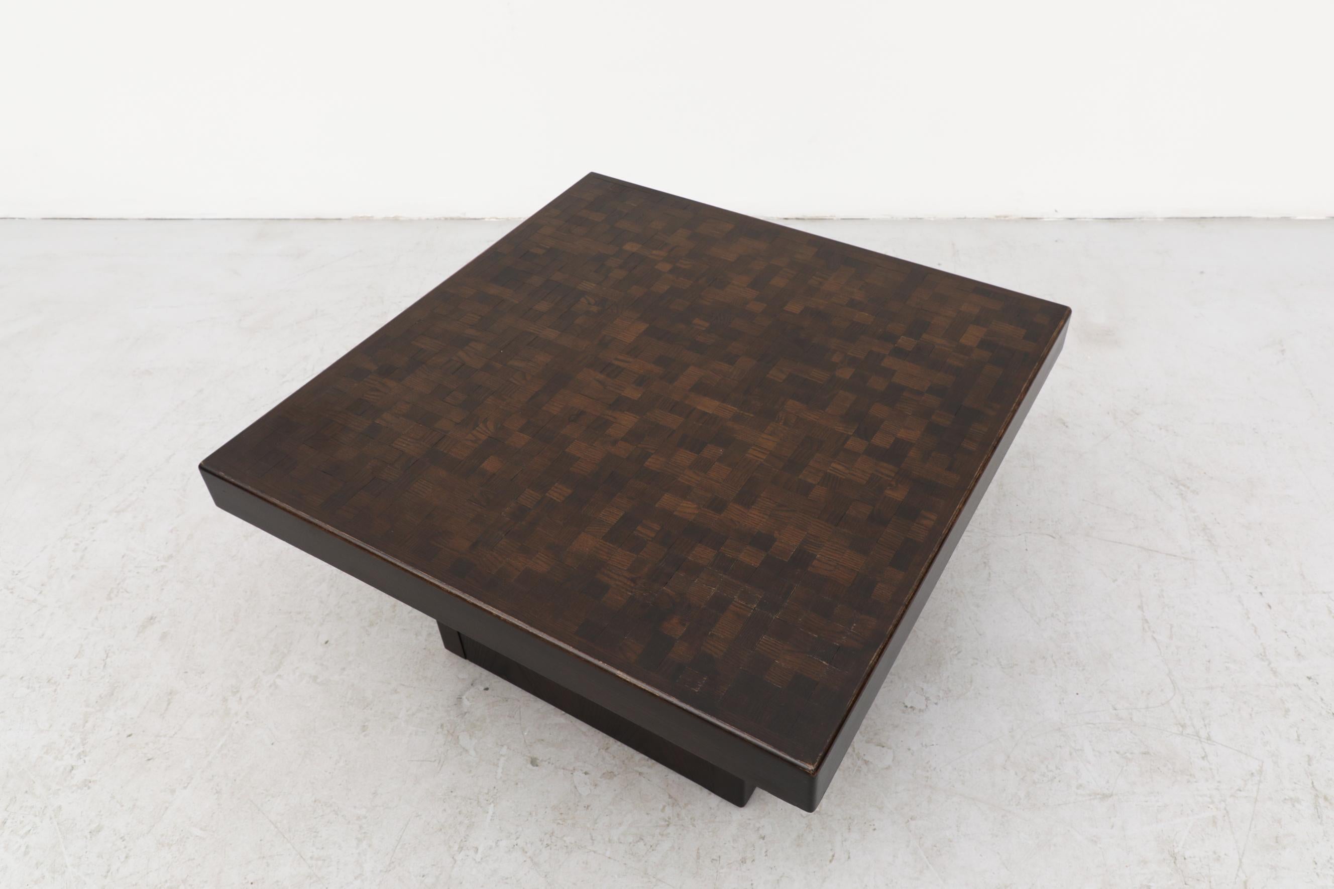 Brutalist Coffee Table with Butcher Block Style Top 3