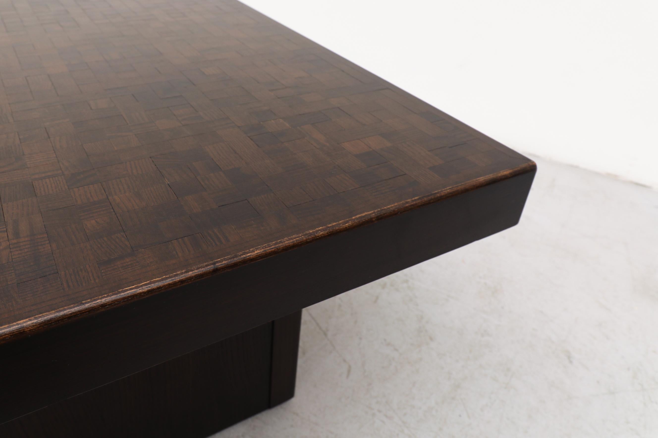 Brutalist Coffee Table with Butcher Block Style Top 6