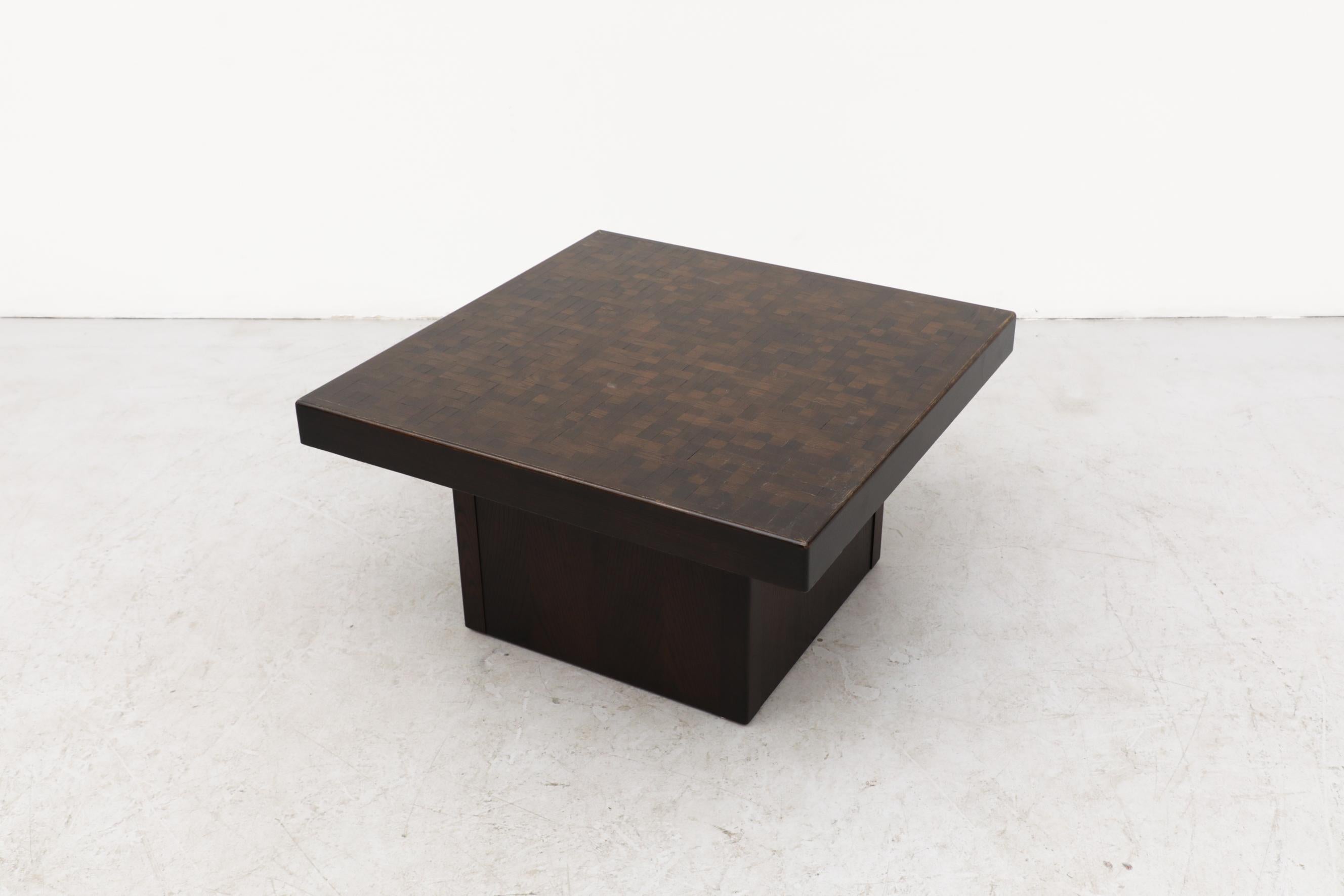 Brutalist Coffee Table with Butcher Block Style Top In Good Condition In Los Angeles, CA
