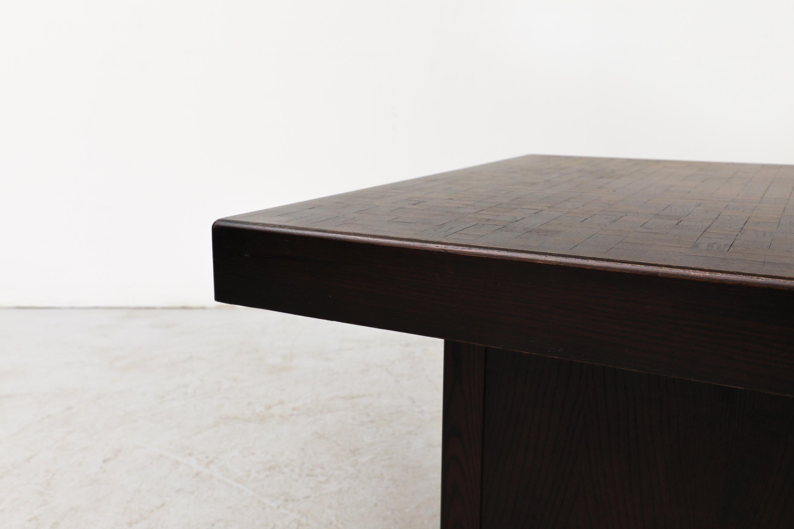 20th Century Brutalist Coffee Table with Butcher Block Style Top