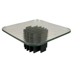 brutalist coffee table with cast glass by Heinz Lilienthal