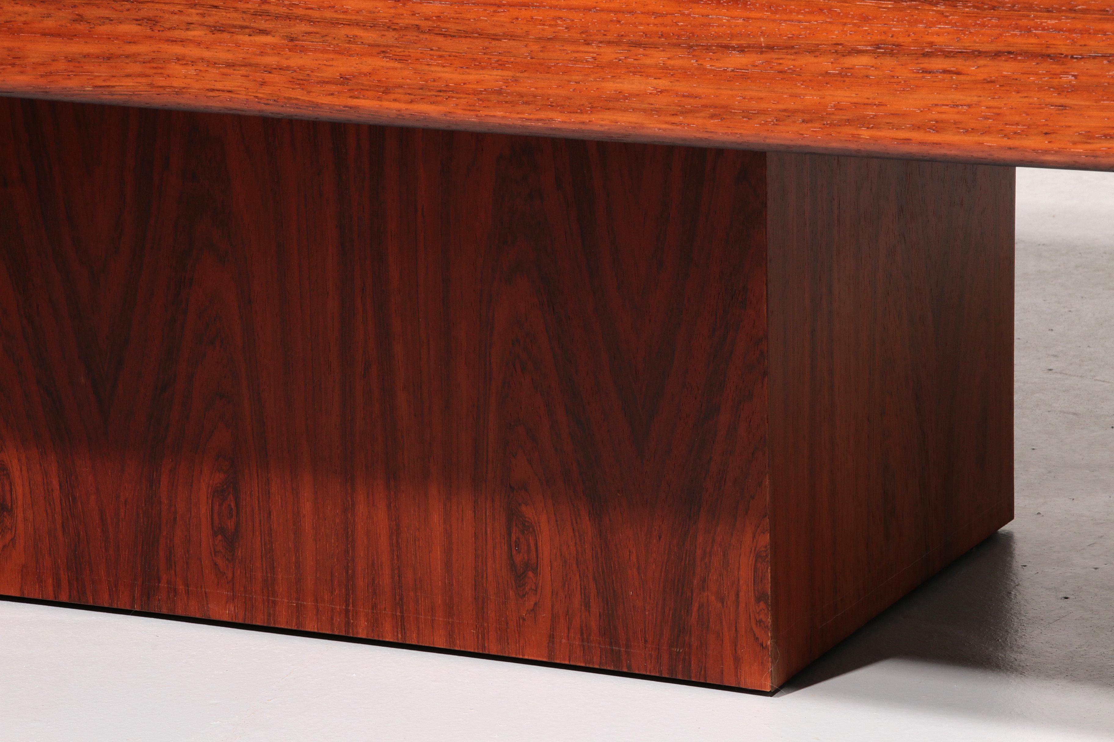 Brutalist Coffee Table with Copper Top and Wooden Base 1970 For Sale 7