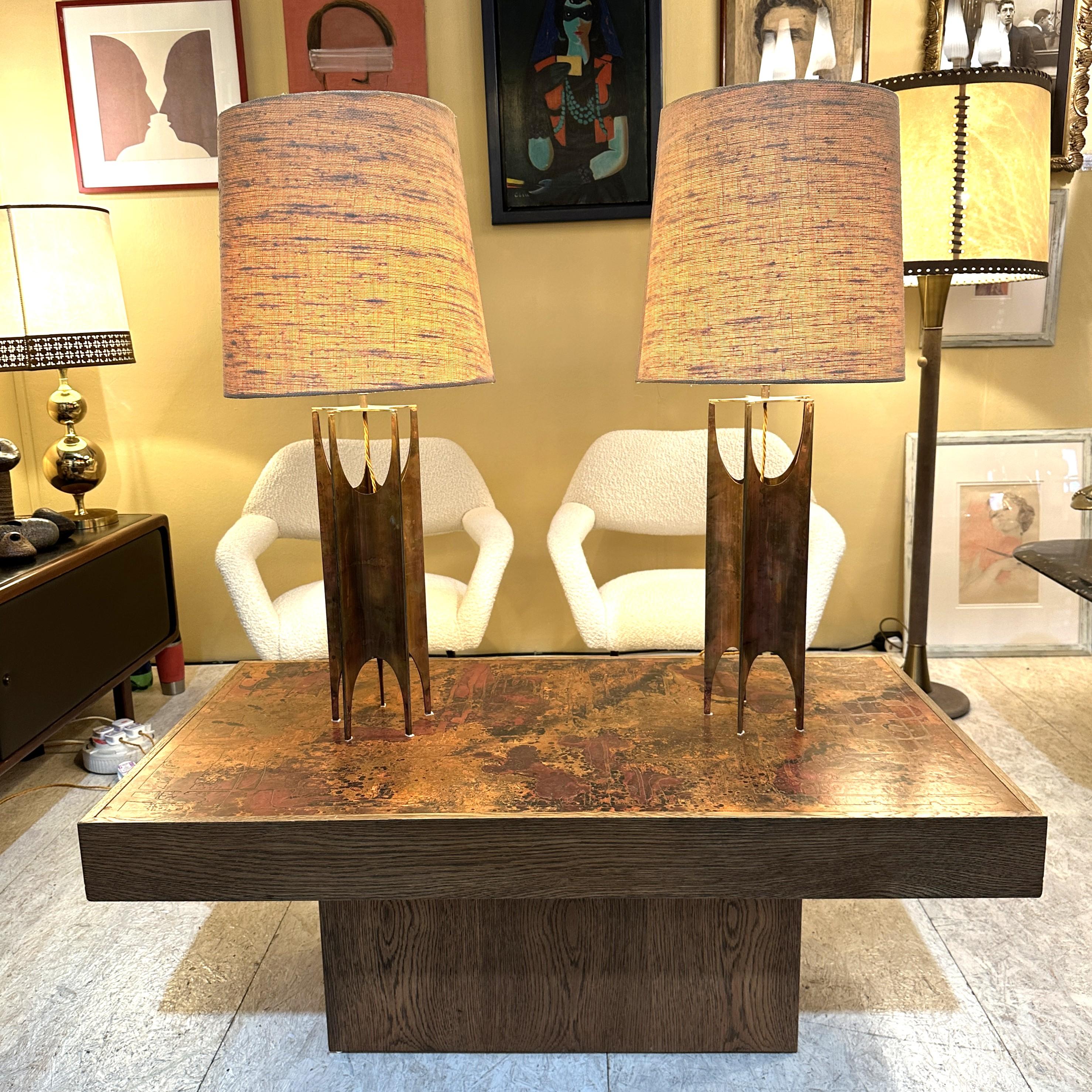 German Brutalist Coffee Table with Etched Copper Top by Bernhard Rohne For Sale