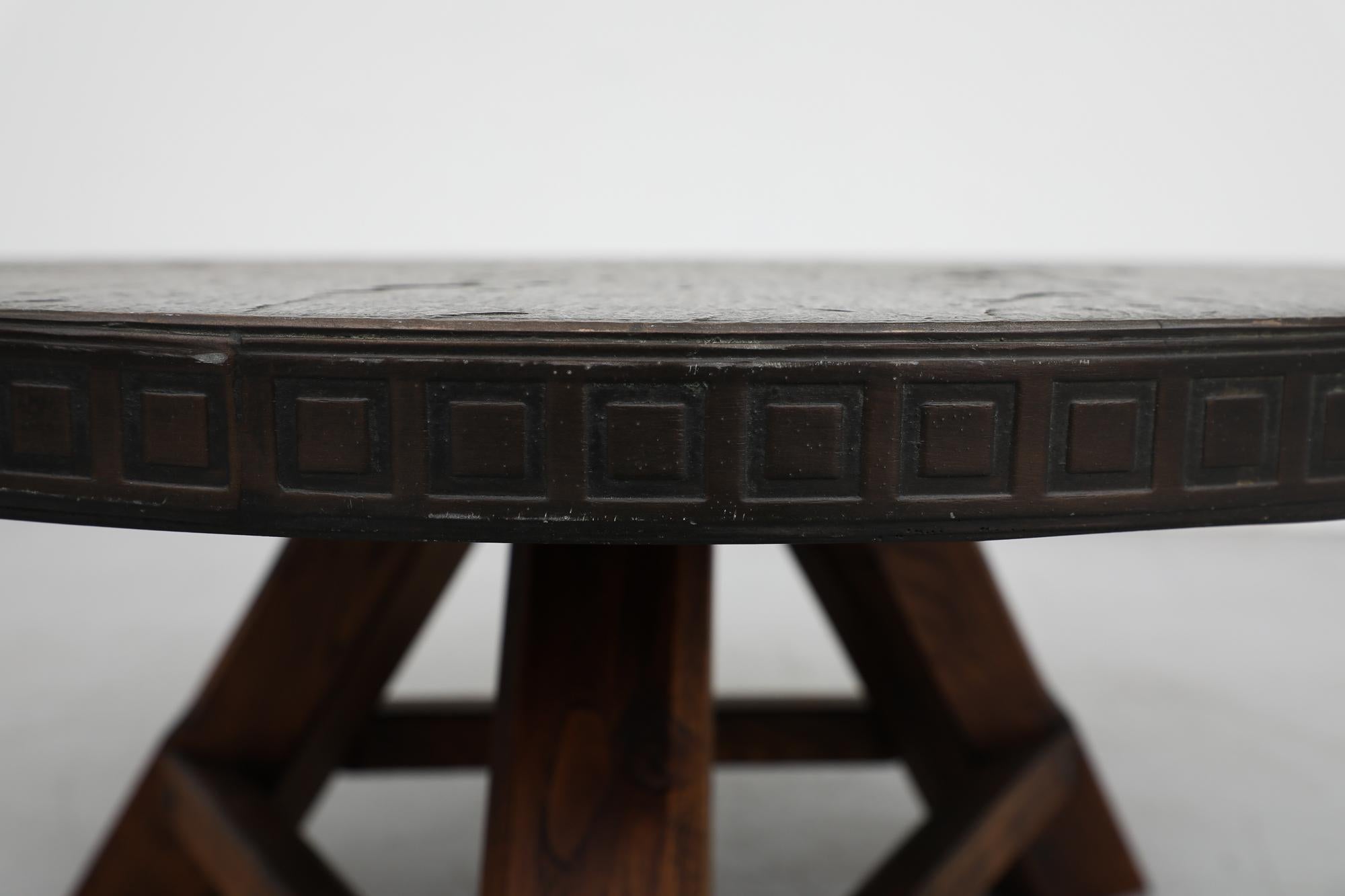 Brutalist Coffee Table with Faux Stone Top with Graphic Detail 3