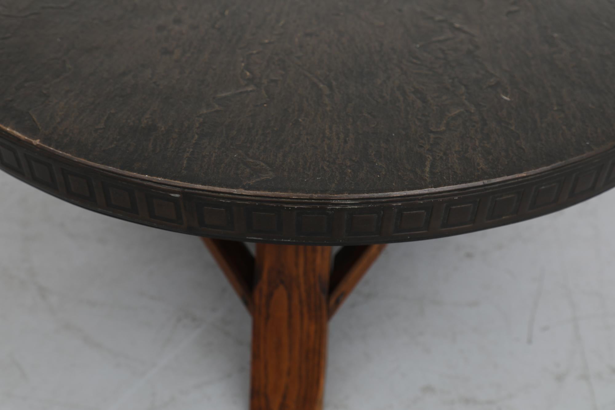 Brutalist Coffee Table with Faux Stone Top with Graphic Detail 1