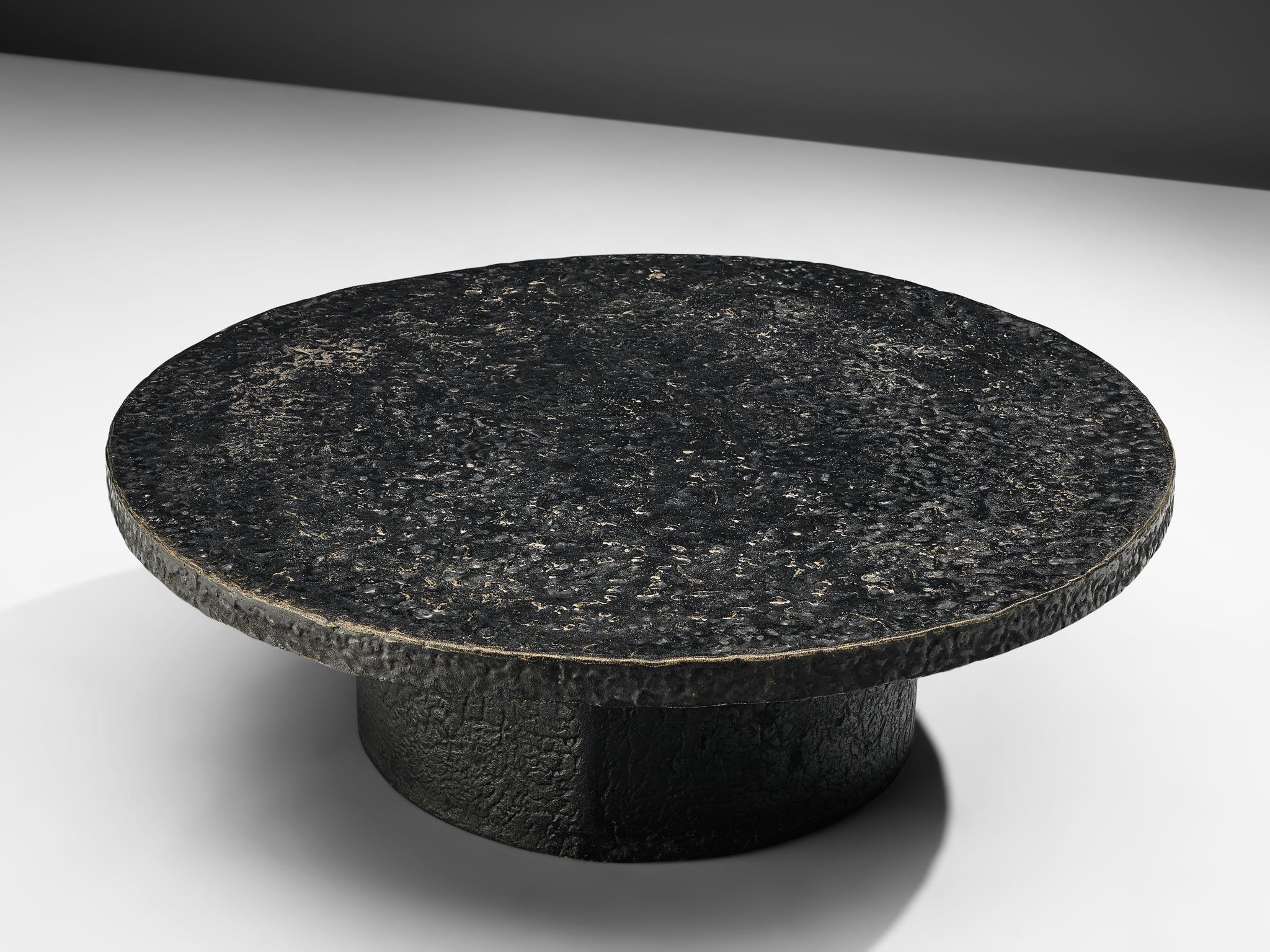 Mid-Century Modern Brutalist Coffee Table with Stone Look
