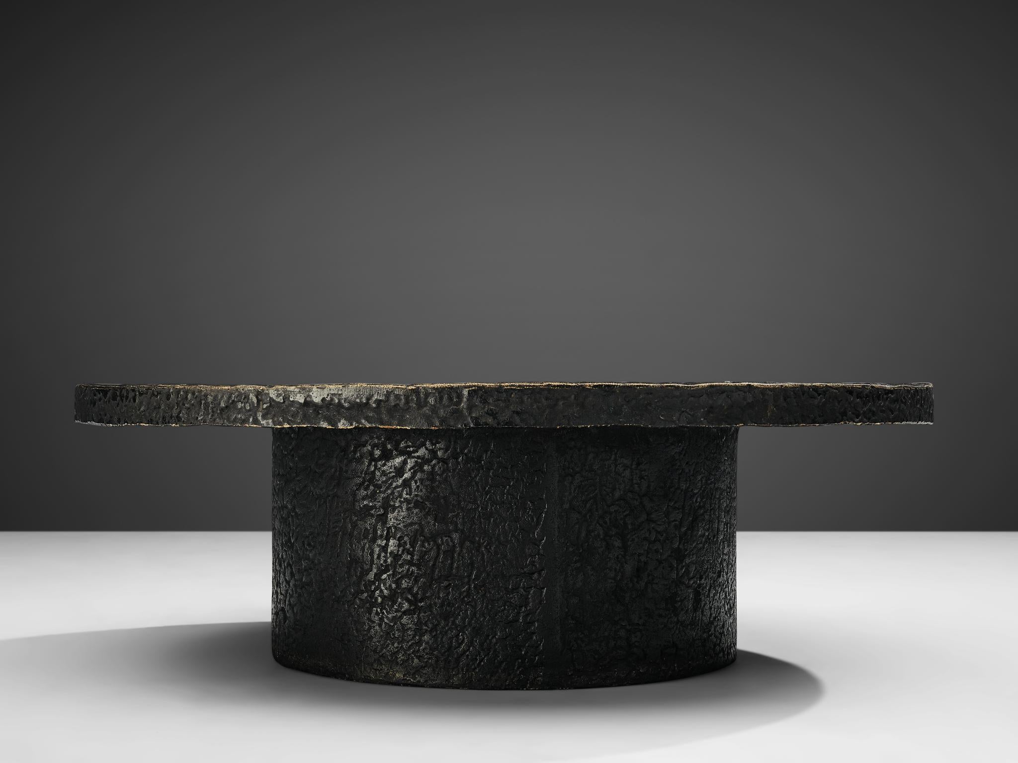 European Brutalist Coffee Table with Stone Look