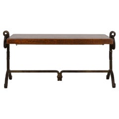 Brutalist Coffee Table With Wrought Iron Base