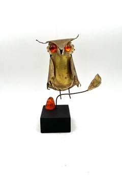 Brutalist Collectible Owl Sculpture Attributed to Curtis Jere