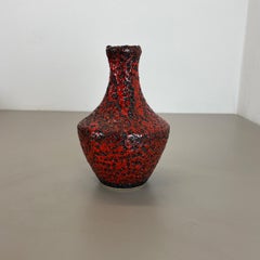 Brutalist Colorful Pottery red-black Vase Made by Silberdistel, W. Germany, 1970