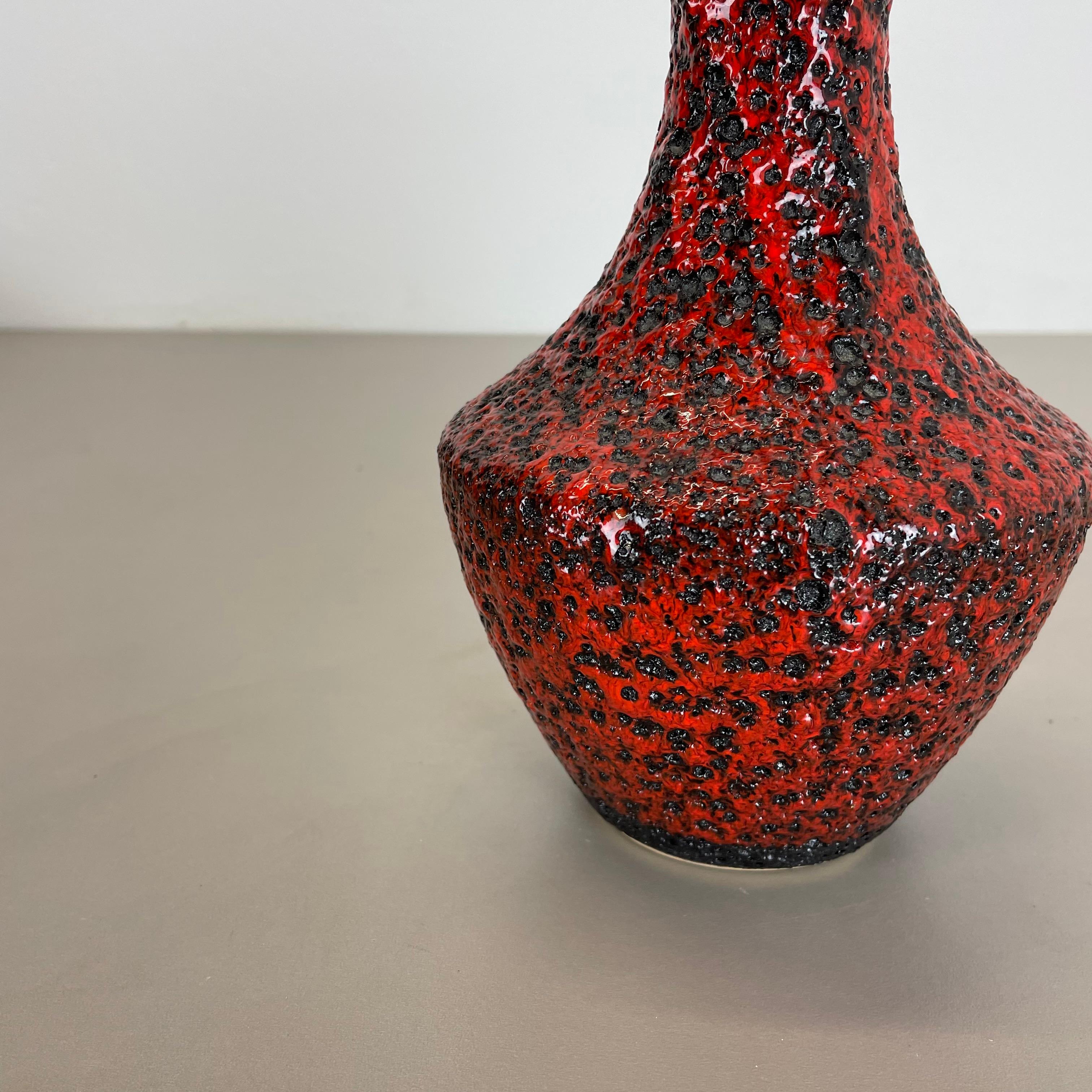 Mid-Century Modern Brutalist Colorful Pottery red-black Vase Made by Silberdistel, W. Germany, 1970 For Sale