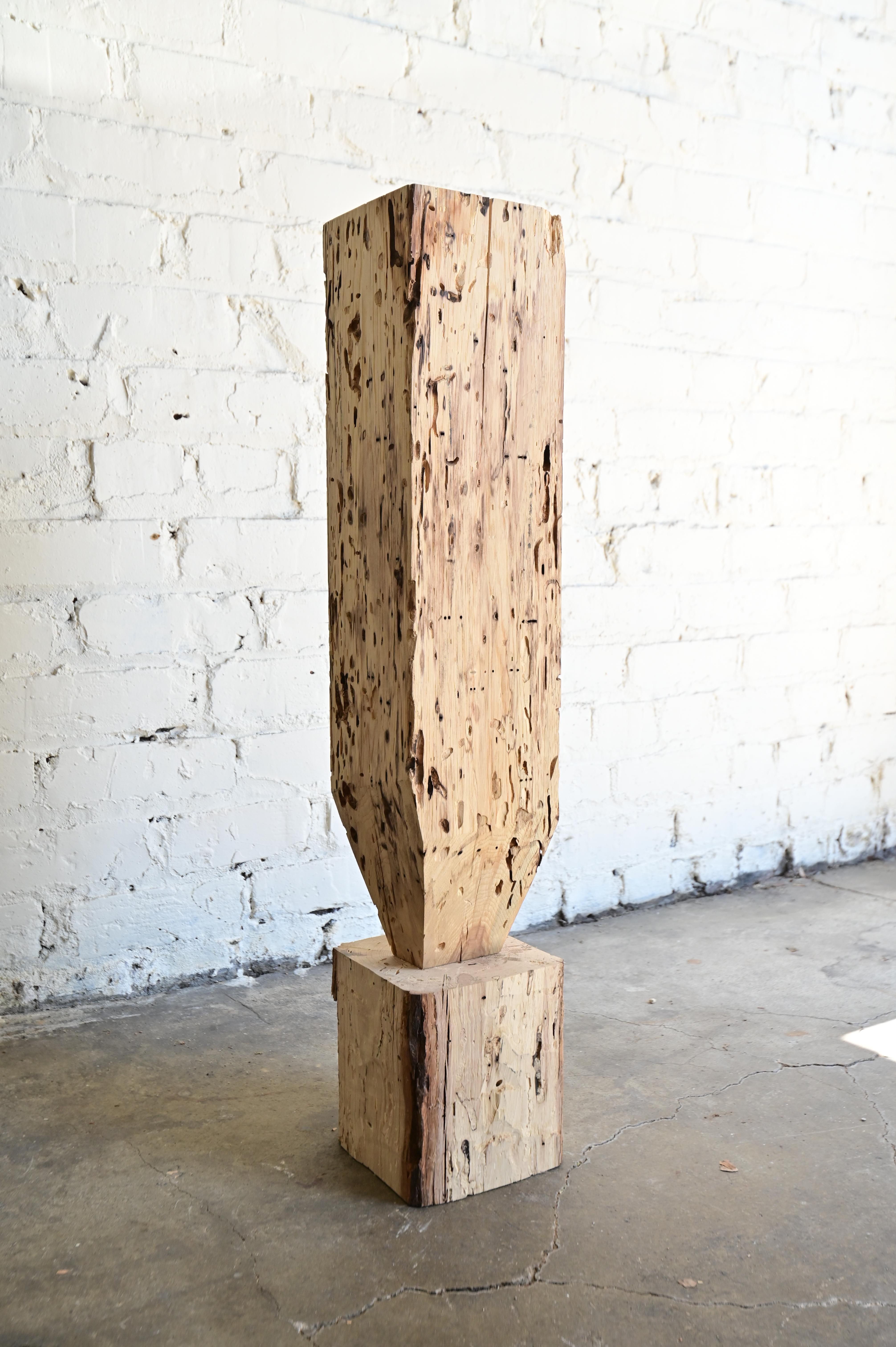 Wood Brutalist Column Pedestal For Sale