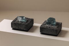 Brutalist concrete and natural stone table lamps, 1980s