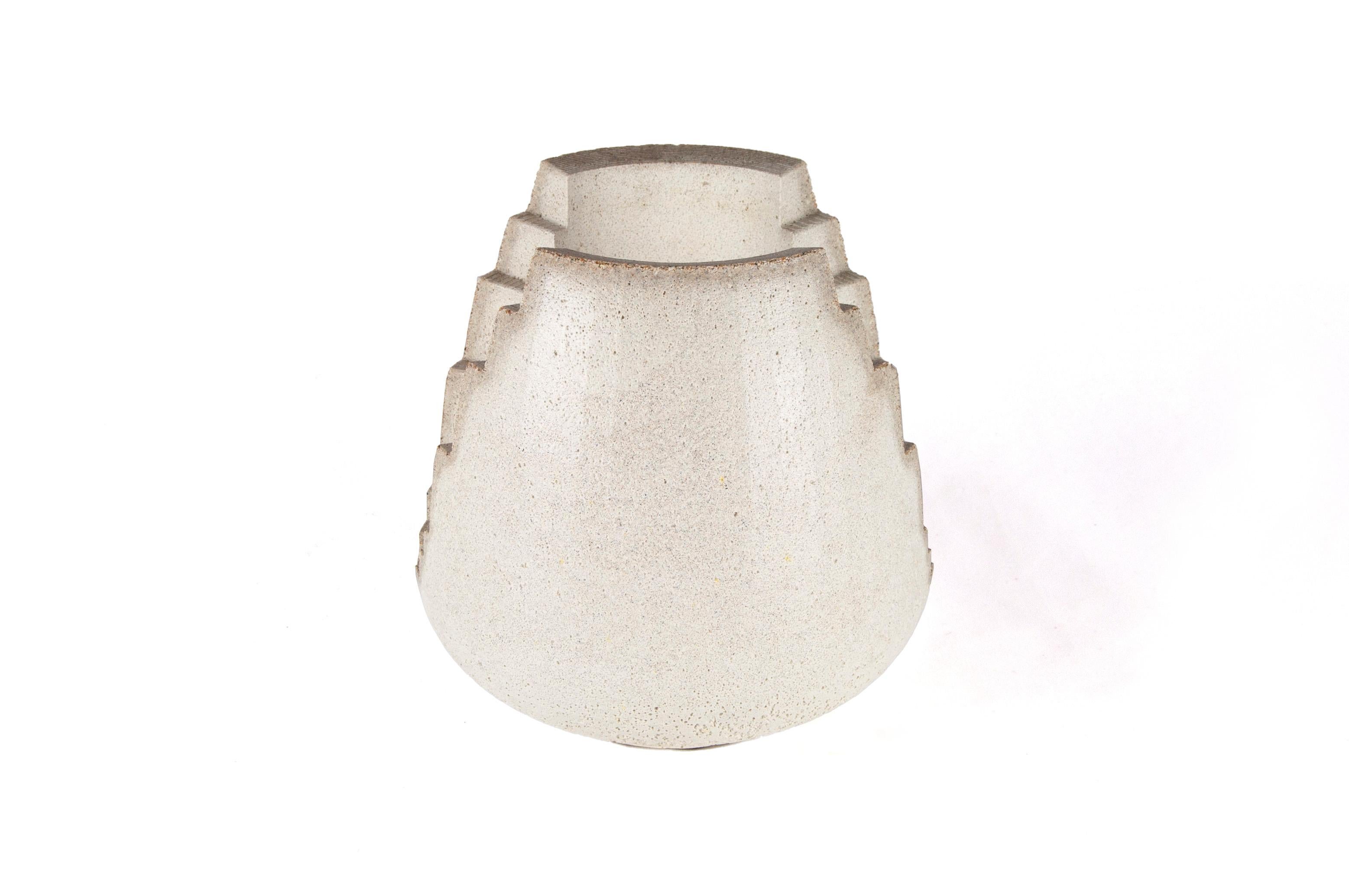 Cast Brutalist Concrete Candle Lantern, White