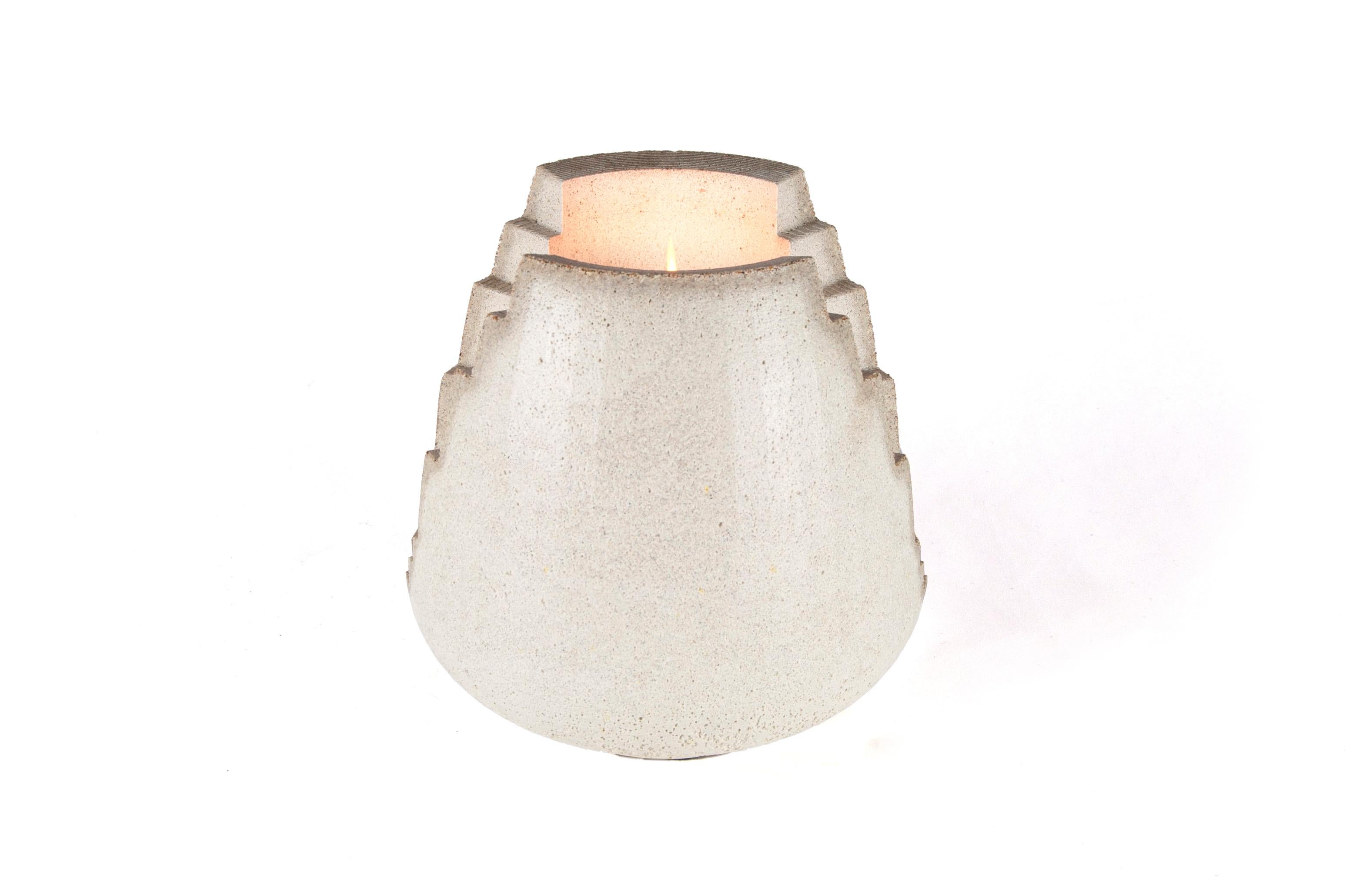 Brutalist Concrete Candle Lantern, White In New Condition For Sale In Camp Meeker, CA