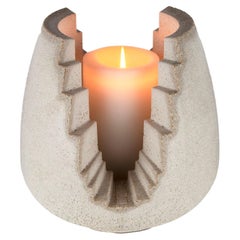 Brutalist Concrete Candle Lantern, White