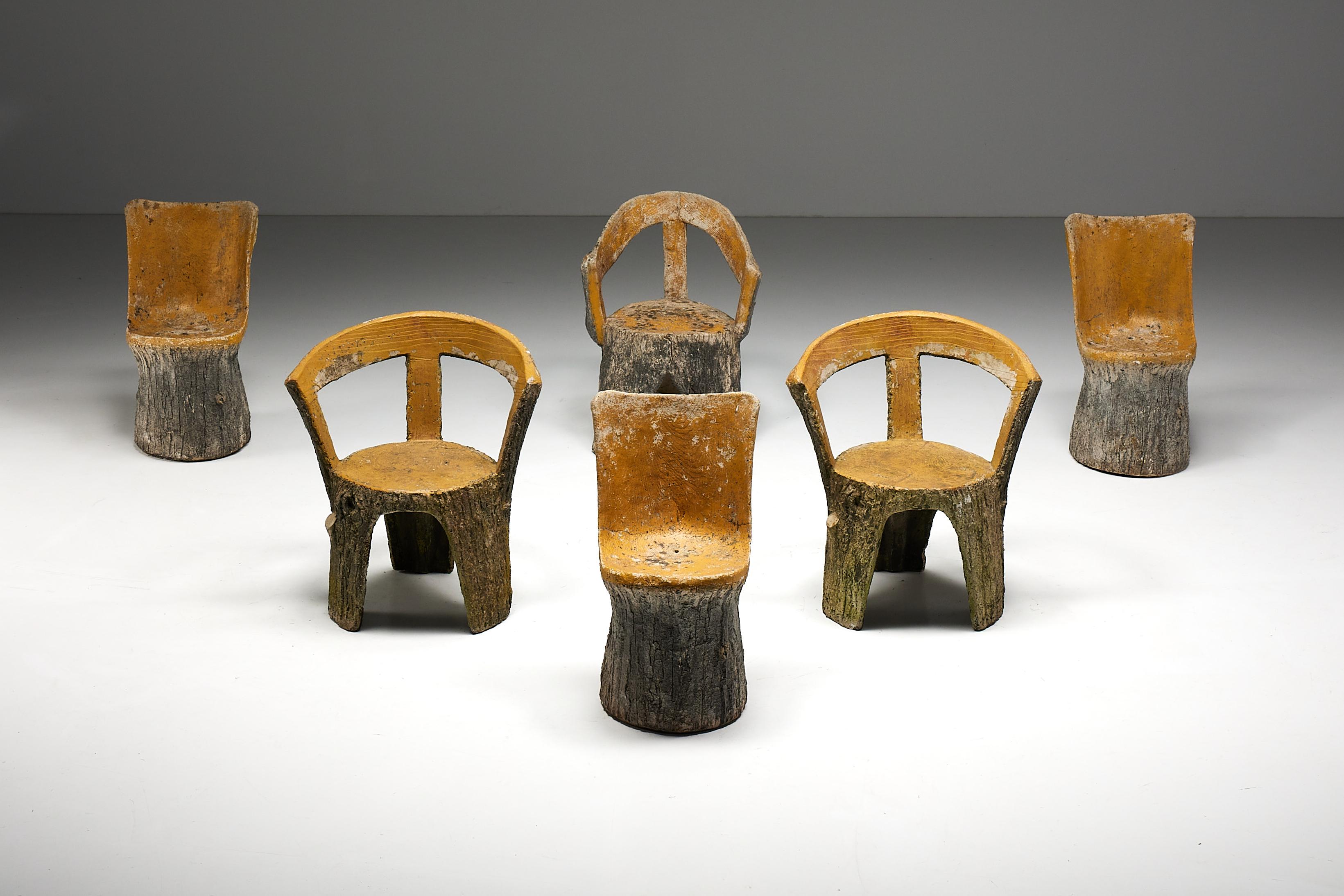 Brutalist Concrete Chairs, France, 1970s 7