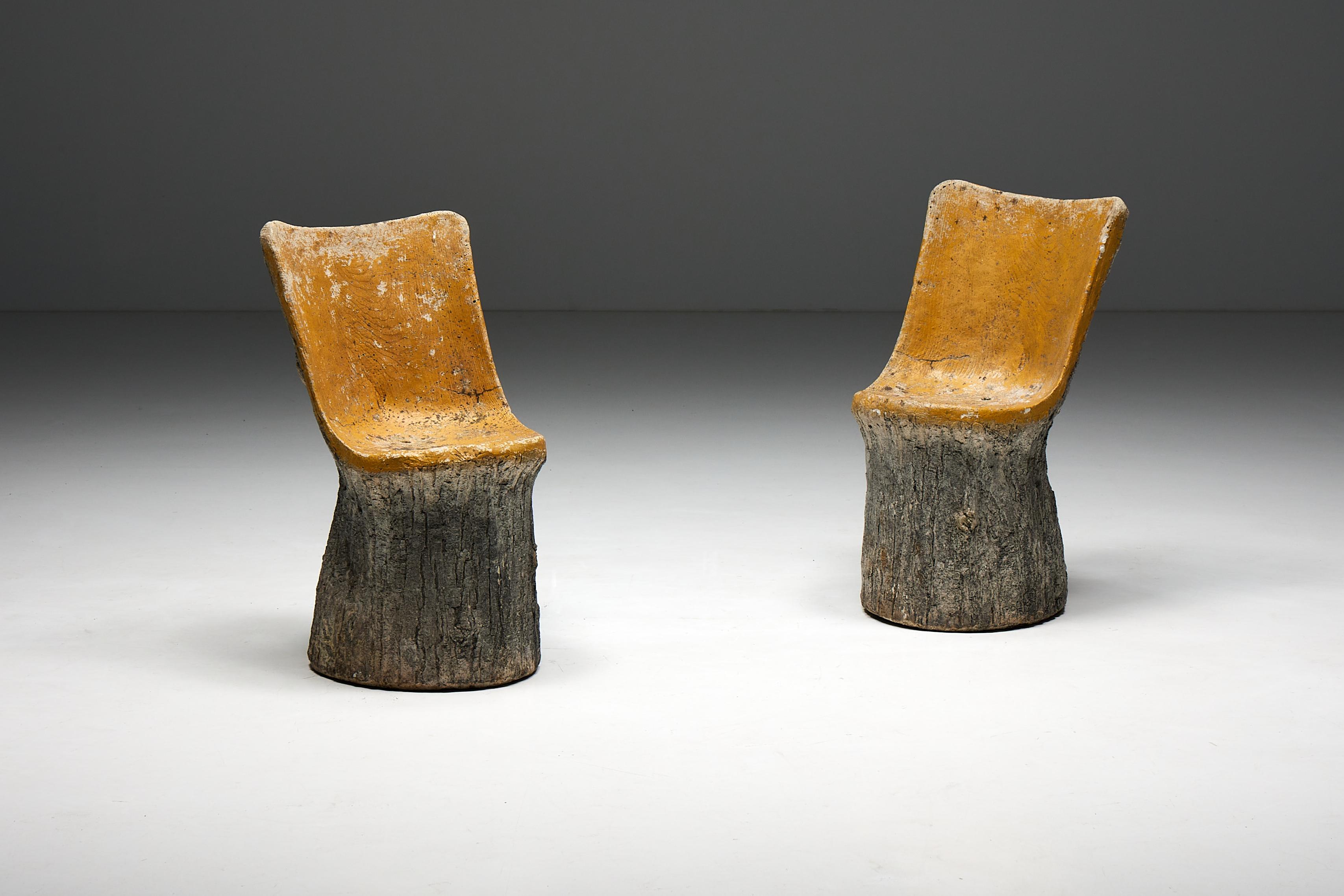 French Brutalist Concrete Chairs, France, 1970s