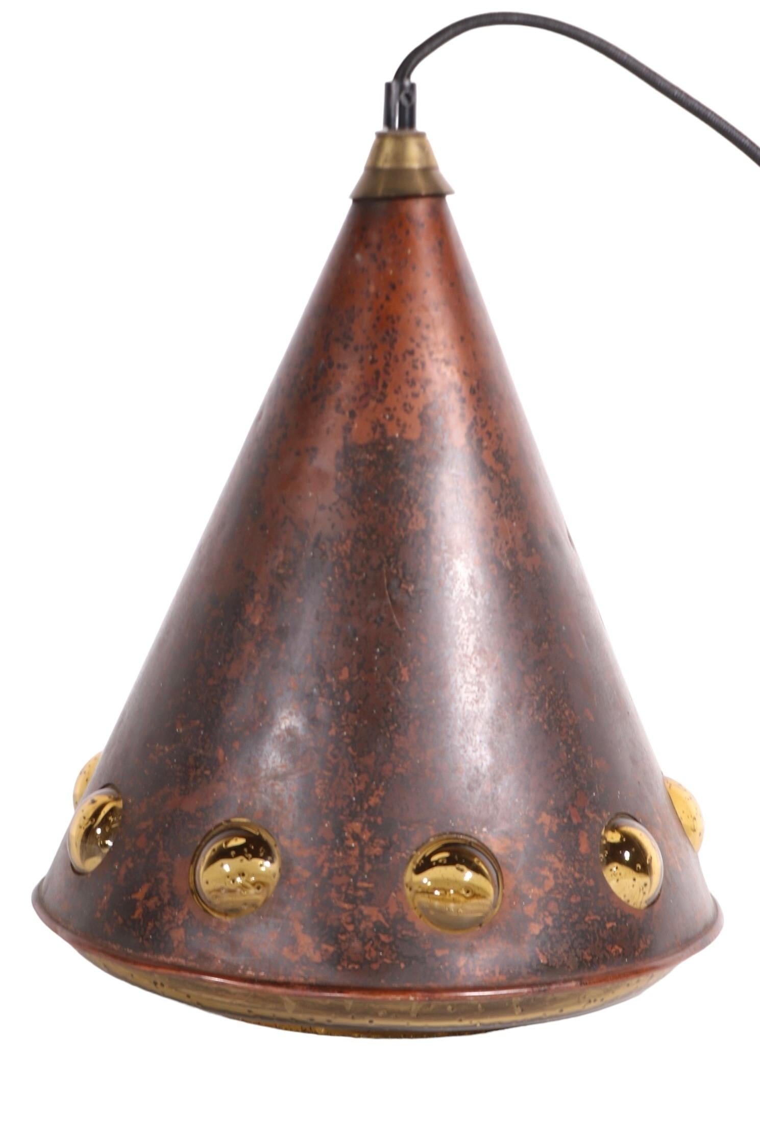 Glass Brutalist Cone Form Pendant by Nanny Still - McKinney for Raak c 1960's