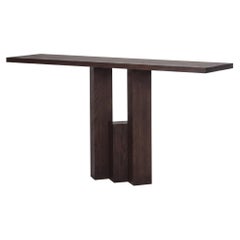 Brutalist Console, Solid European Dark Brown Oak, Sculptural, Fenestra by Mokko