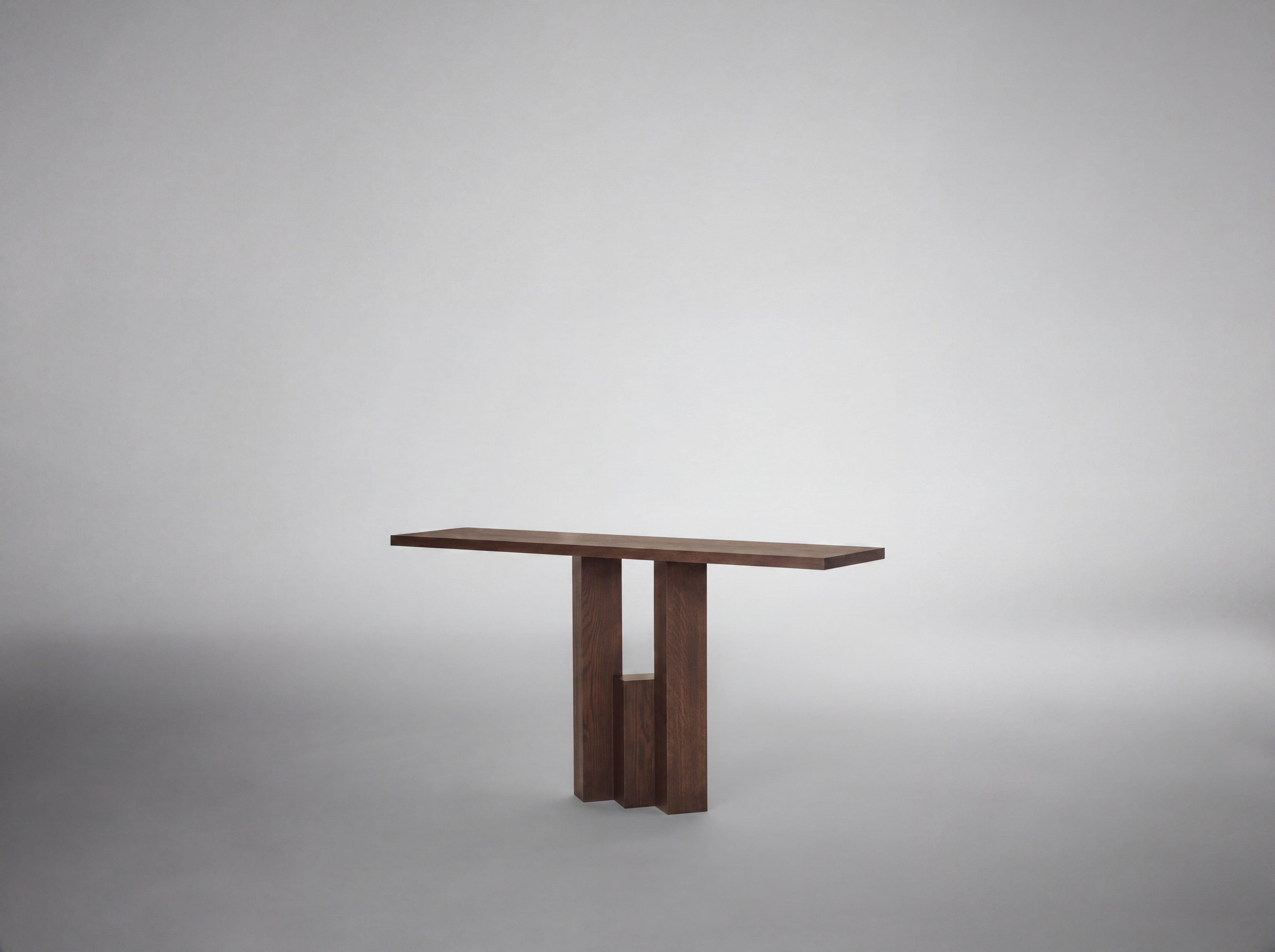 Brutalist Console, Solid European Warm Brown Oak, Fenestra by Mokko