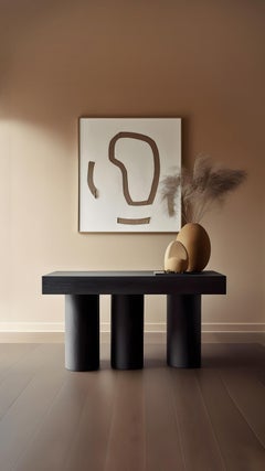 Brutalist Console Table in Black Wood Veneer, Sideboard Podio by Nono
