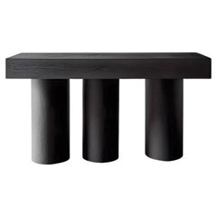 Brutalist Console Table in Black Wood Veneer, Sideboard Podio by Nono