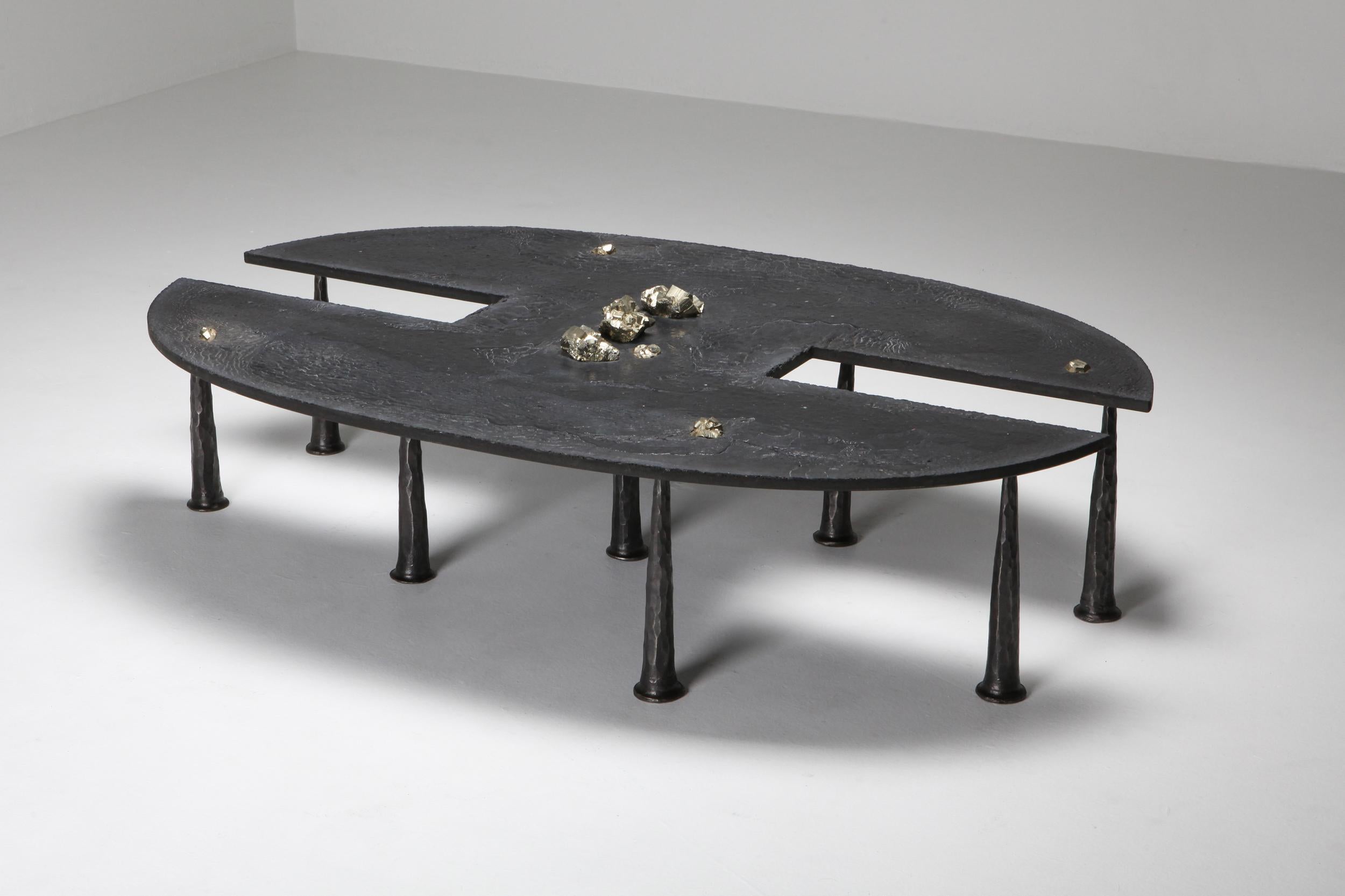 Brutalism, collectible design, Thomas Serruys coffee table, 2019

This unique piece is made out of steel and cement and has an Industrial and Brutalist approach.
Thomas Serruys, 1986, is Belgian designer born in Bruges. Fascinated by machinery,