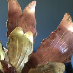 Brutalist Copper and Brass Flower Ceiling Light, 1960s