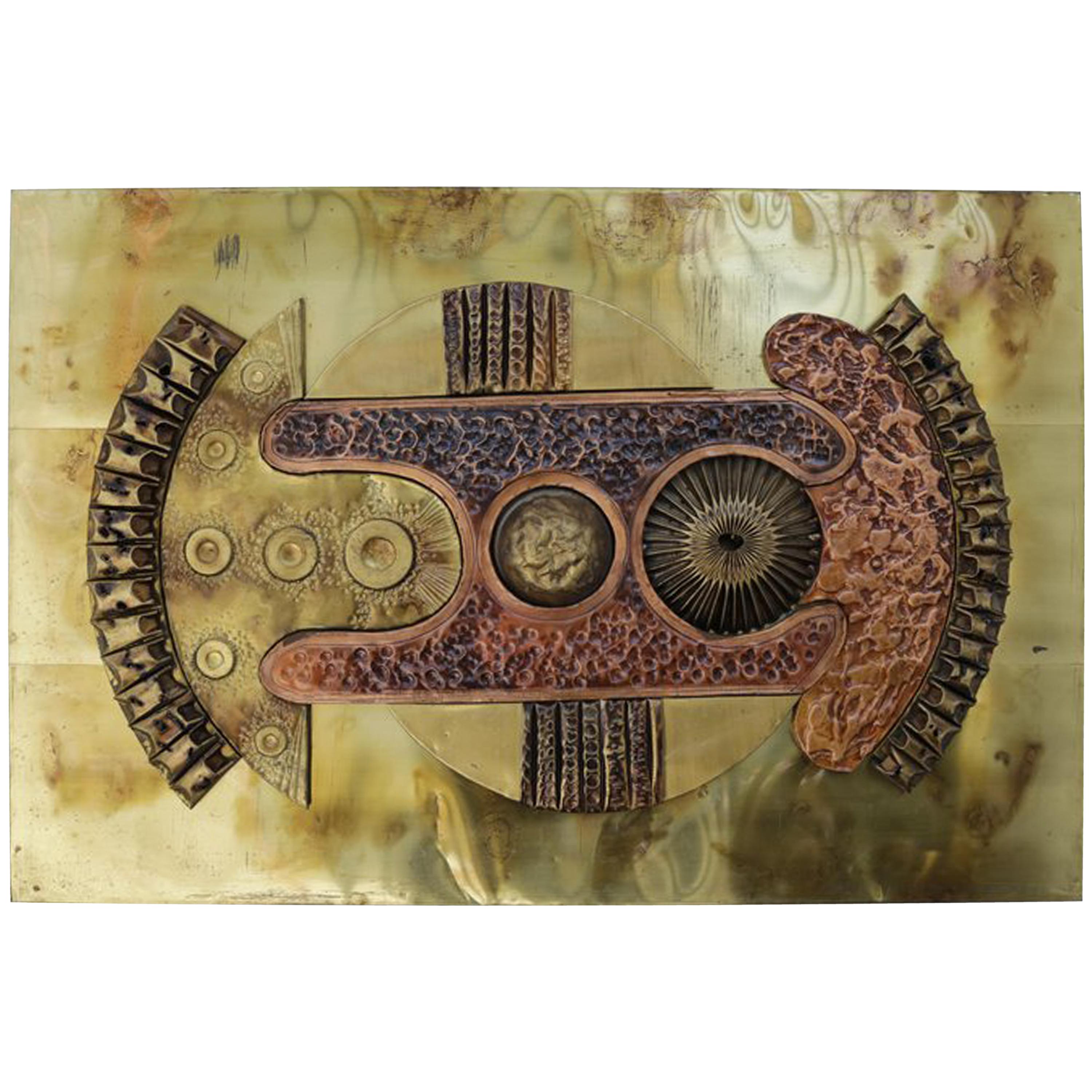 Brutalist Copper and Brass Wall Art