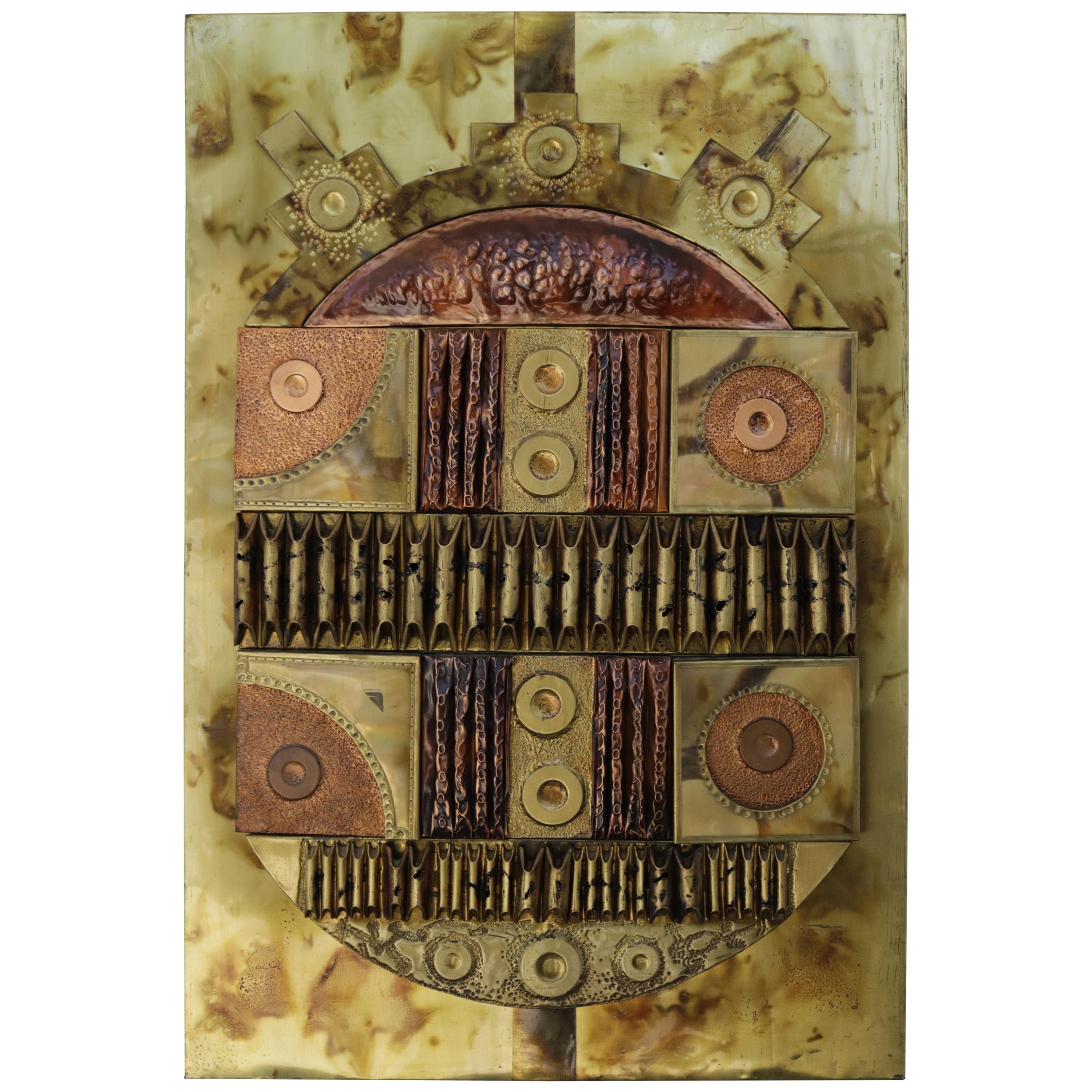 Brutalist Copper and Brass Wall Art